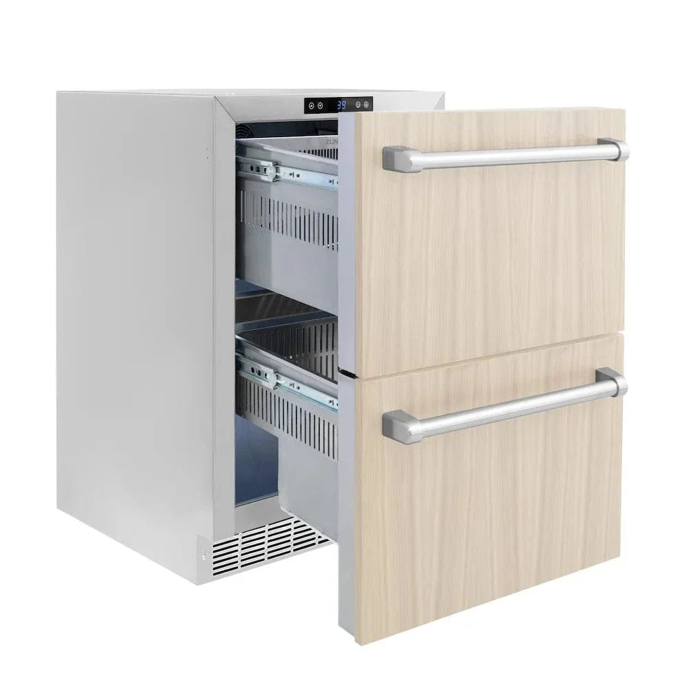 ZLINE 24" Touchstone 168 Can Outdoor-Rated Dual Refrigerator Drawer, Panel Ready, RDSPO-24