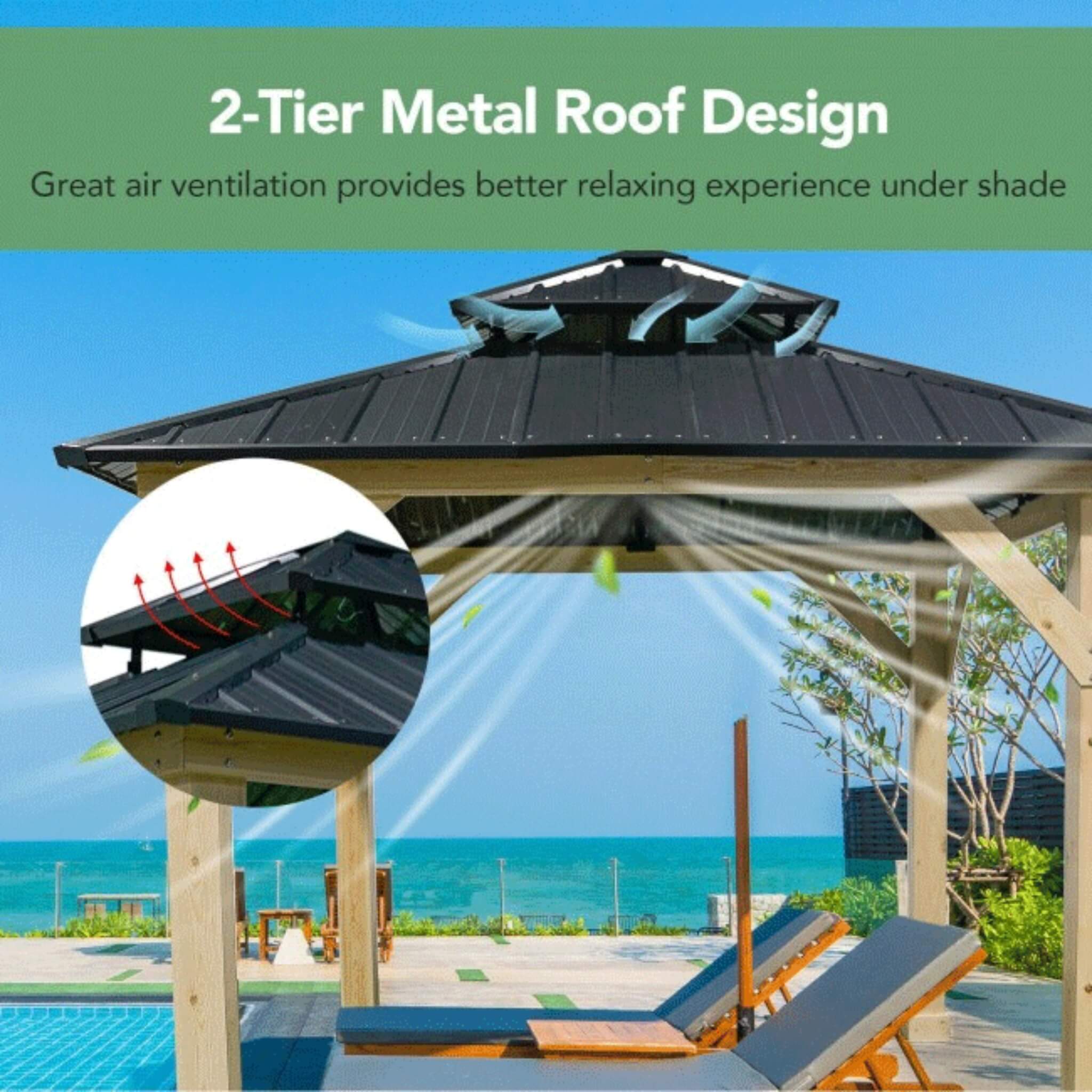 [10X10FT] Premium Outdoor Patio Hardtop Gazebo W/ Double Steel Roof (SAK01291)
