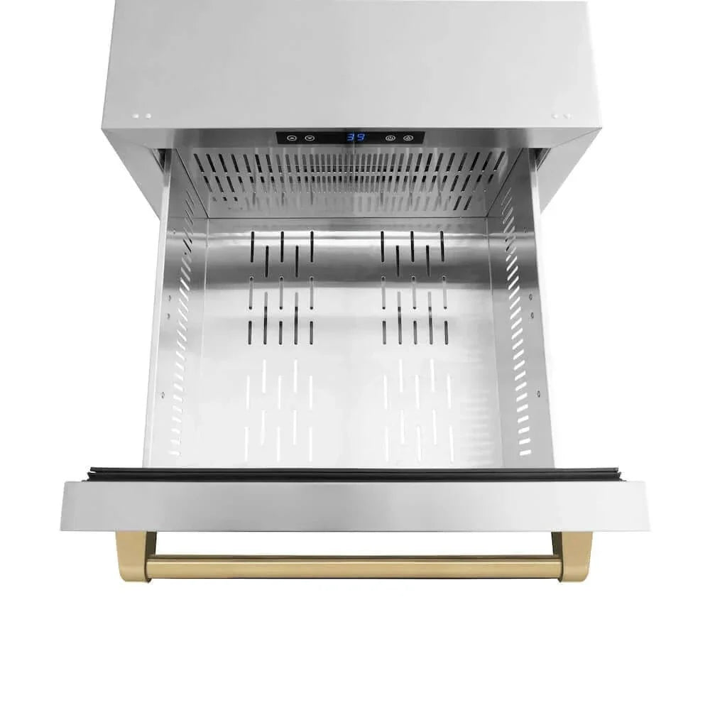 ZLINE 24" Touchstone 168 Can Outdoor-Rated Dual Refrigerator Drawer, Champagne Bronze, RDSOZ-ST-24-CB