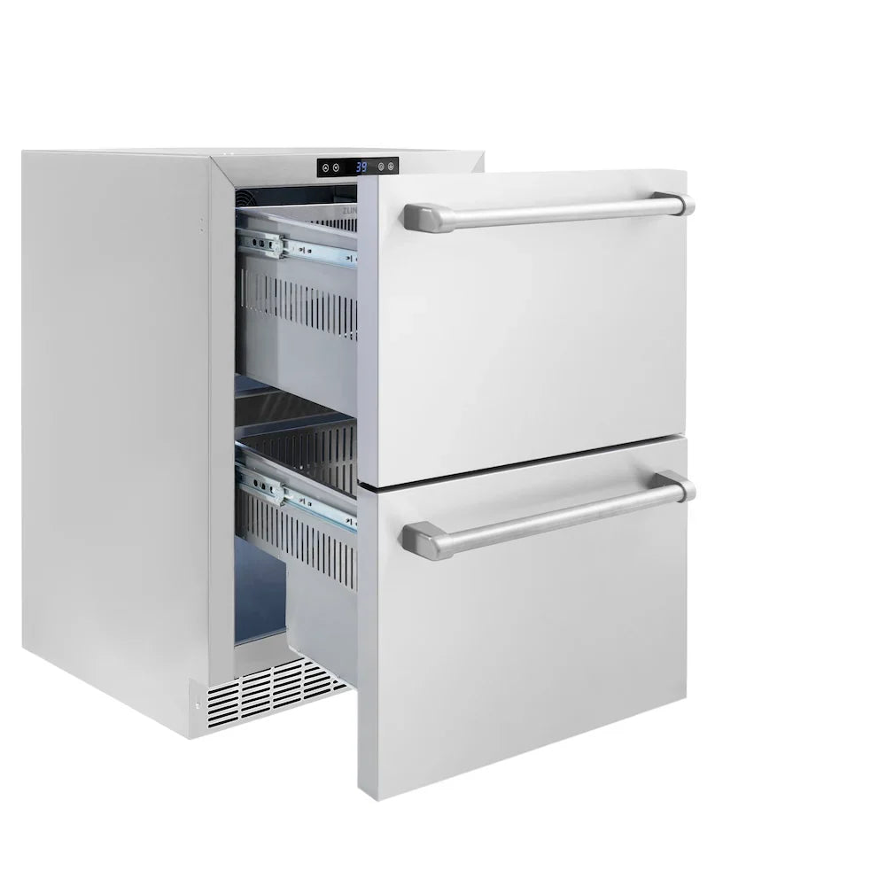 ZLINE 24" Touchstone 168 Can Outdoor-Rated Dual Refrigerator Drawer, Stainless Steel, RDSO-ST-24