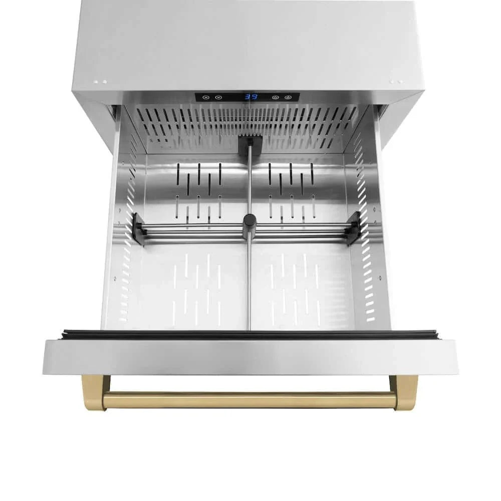ZLINE 24" Touchstone 168 Can Outdoor-Rated Dual Refrigerator Drawer, Champagne Bronze, RDSOZ-ST-24-CB