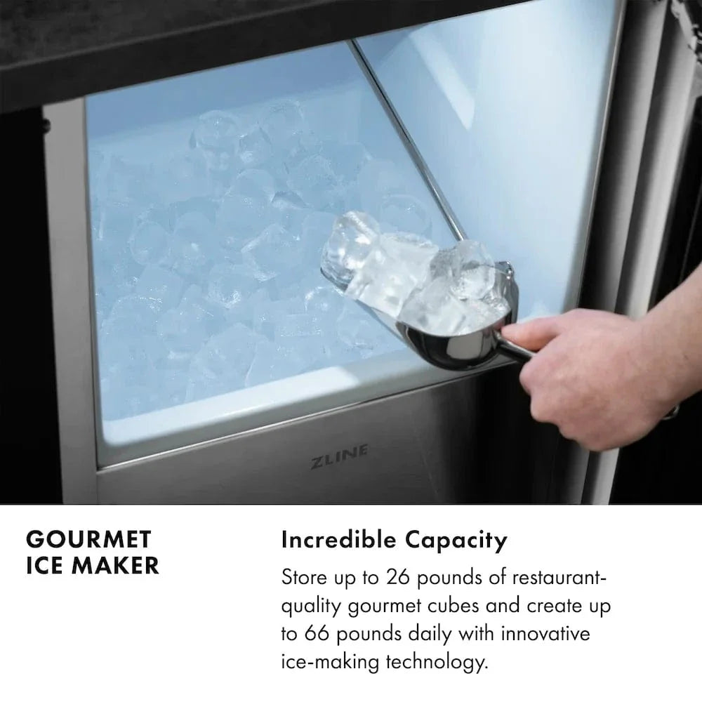 ZLINE 15" Touchstone Gourmet Ice Maker Drain Pump Panel Ready Door IGMDP-15