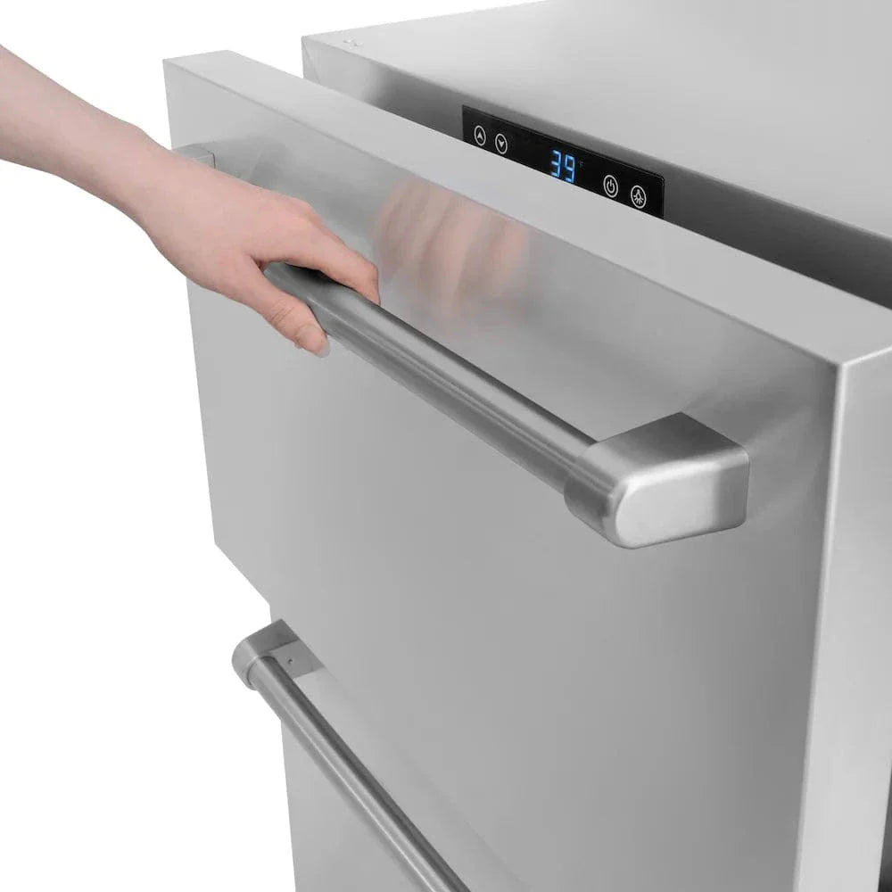 ZLINE 24" Touchstone 168 Can Outdoor-Rated Dual Refrigerator Drawer, Stainless Steel, RDSO-ST-24