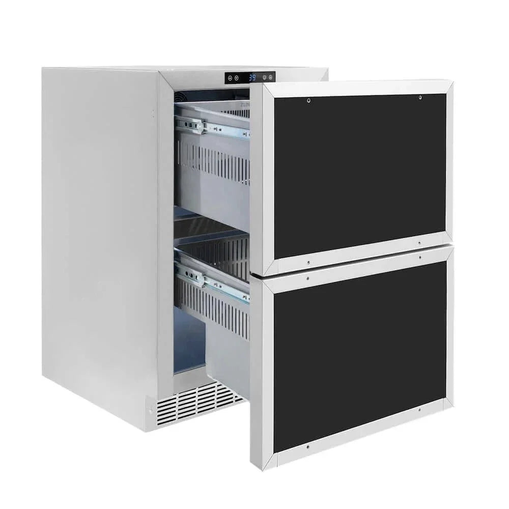 ZLINE 24" Touchstone 168 Can Outdoor-Rated Dual Refrigerator Drawer, Panel Ready Gold, RDSPOZ-24-G