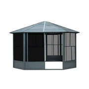 [12X12FT] Alora Large Octagonal Sunroom Solarium With Lockable Sliding Doors And Galvanized Steel Sloping Roof (SAK47843)