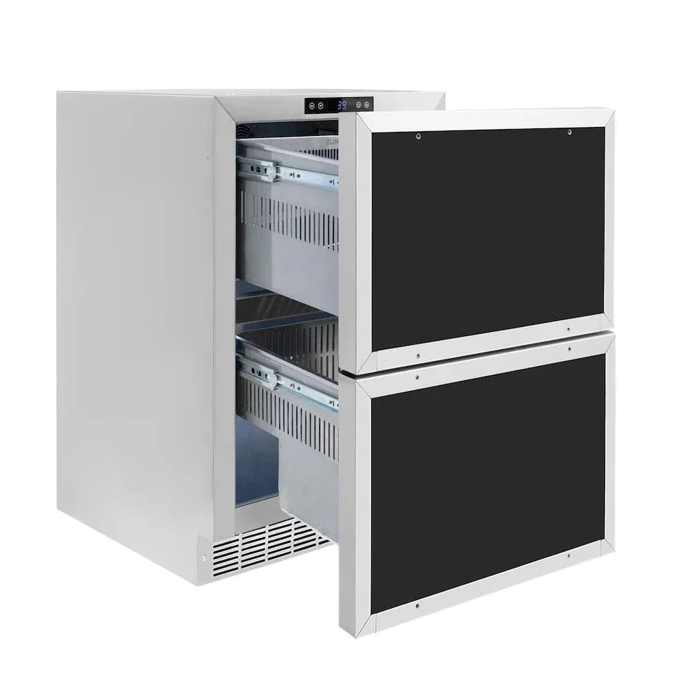 ZLINE 24" Touchstone 168 Can Outdoor-Rated Dual Refrigerator Drawer, Panel Ready, RDSPO-24