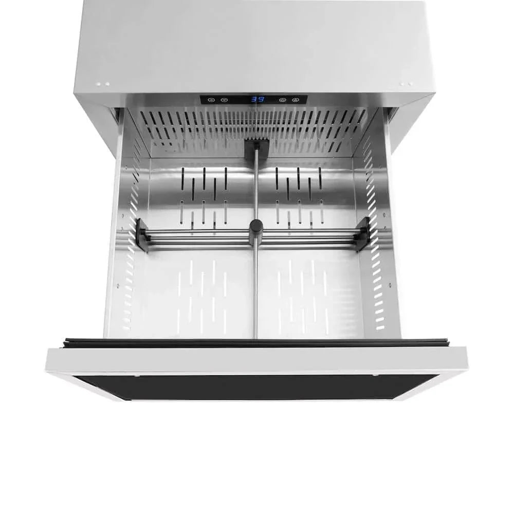 ZLINE 24" Touchstone 168 Can Outdoor-Rated Dual Refrigerator Drawer, Panel Ready Gold, RDSPOZ-24-G