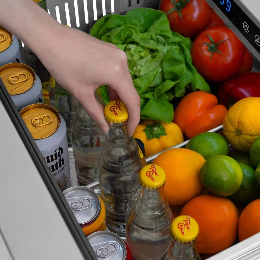 ZLINE 24" Touchstone 168 Can Outdoor-Rated Dual Refrigerator Drawer, Gold, RDSOZ-ST-24-G