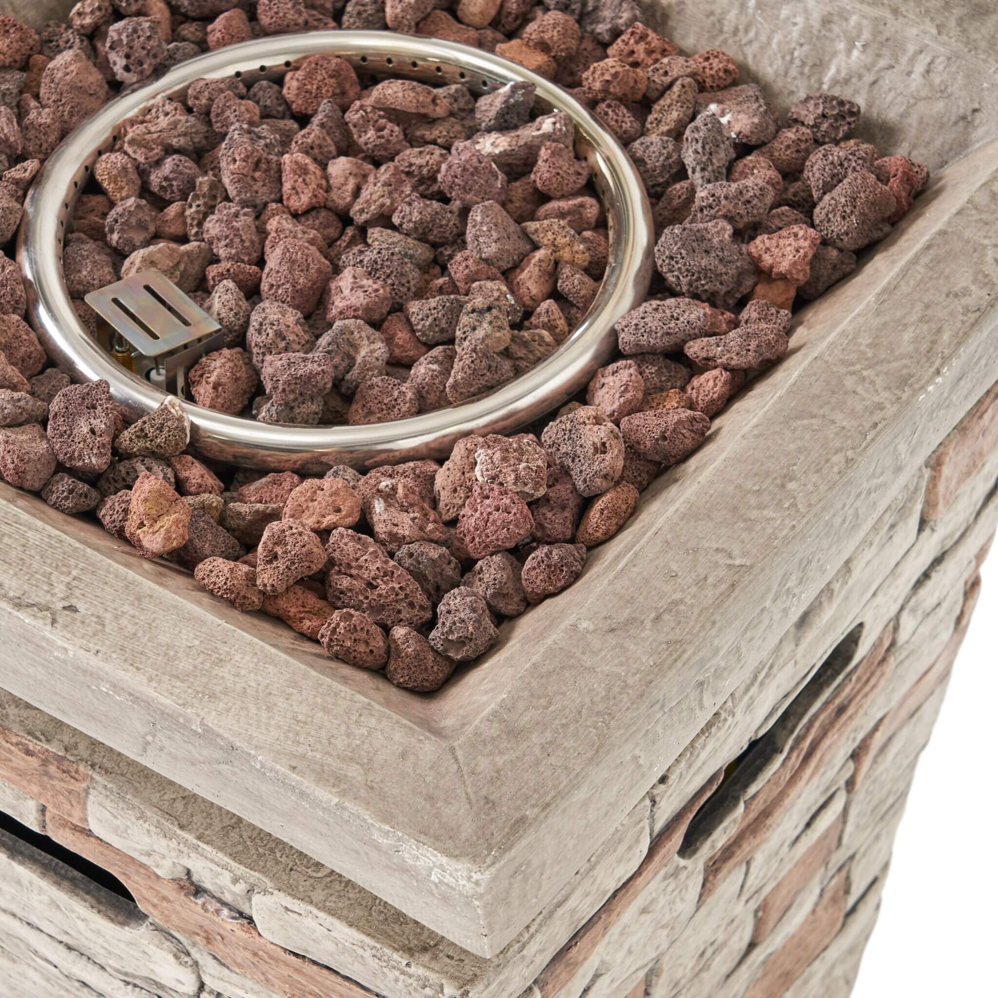 Alora 19-Inch Outdoor 40K BTU Natural Stone Fire Column (SAK36771)