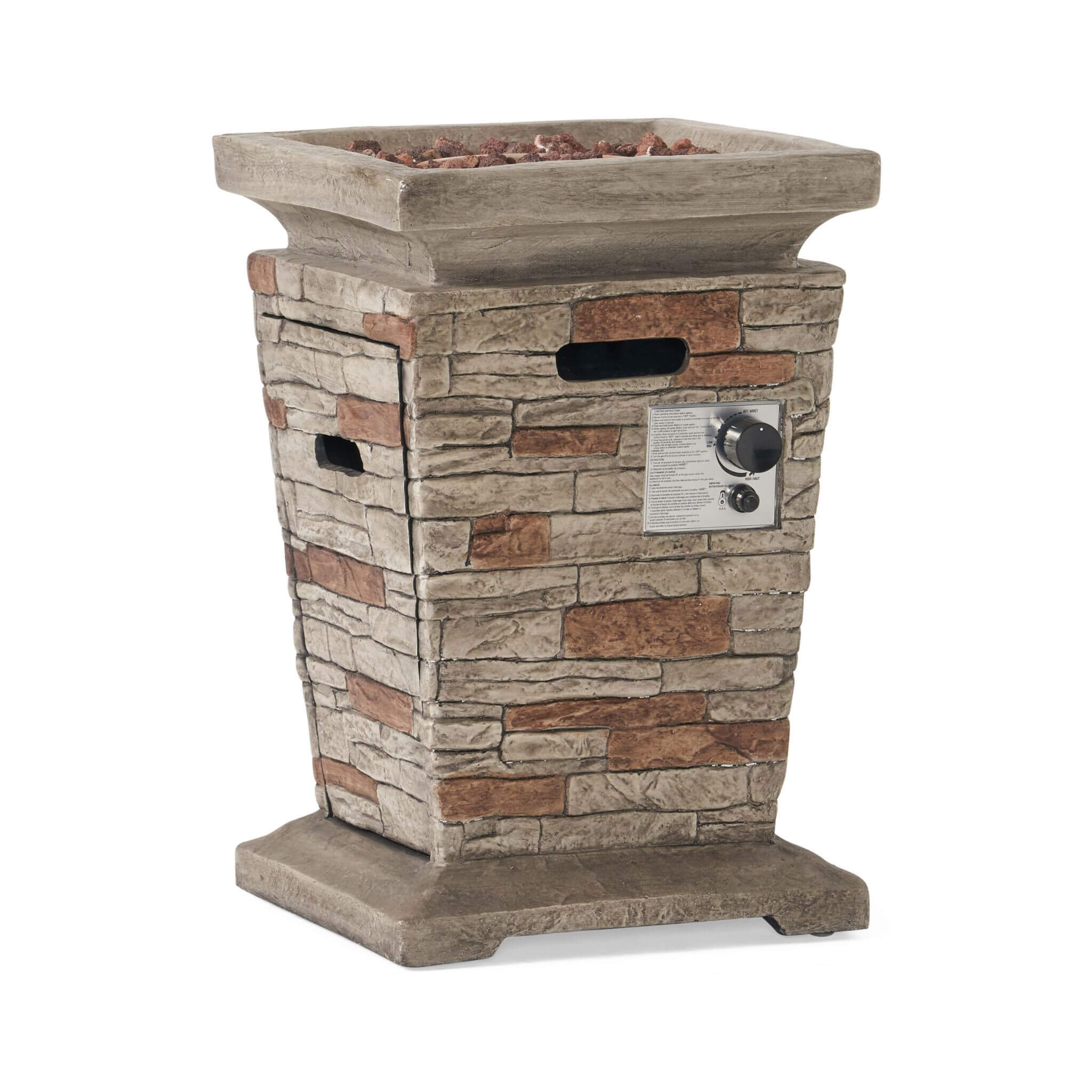 Alora 19-Inch Outdoor 40K BTU Natural Stone Fire Column (SAK36771)
