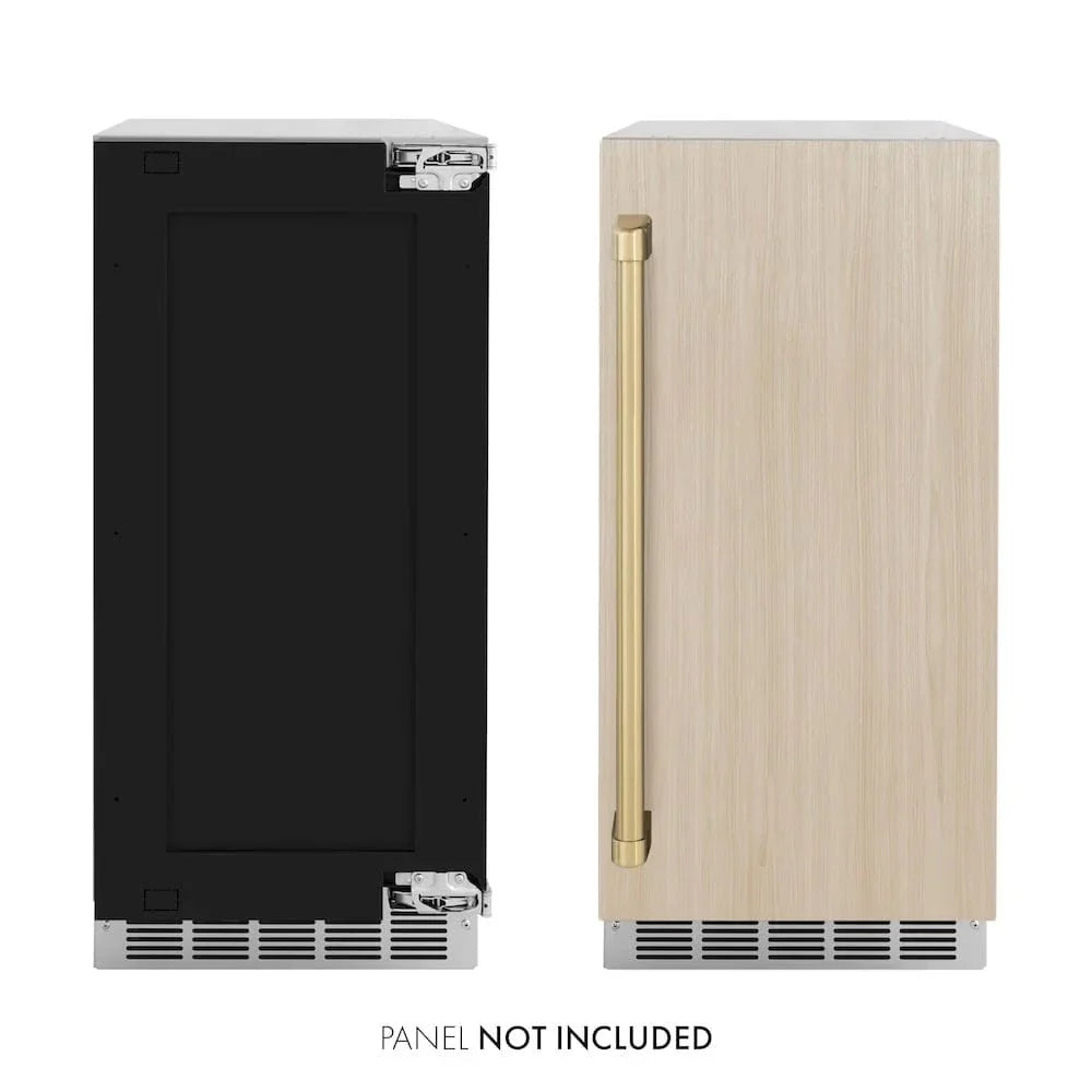 ZLINE 15" Touchstone Clear Cube Ice Maker Drain Pump Panel Ready Door Champagne Bronze Door ICCDPZ-15-CB