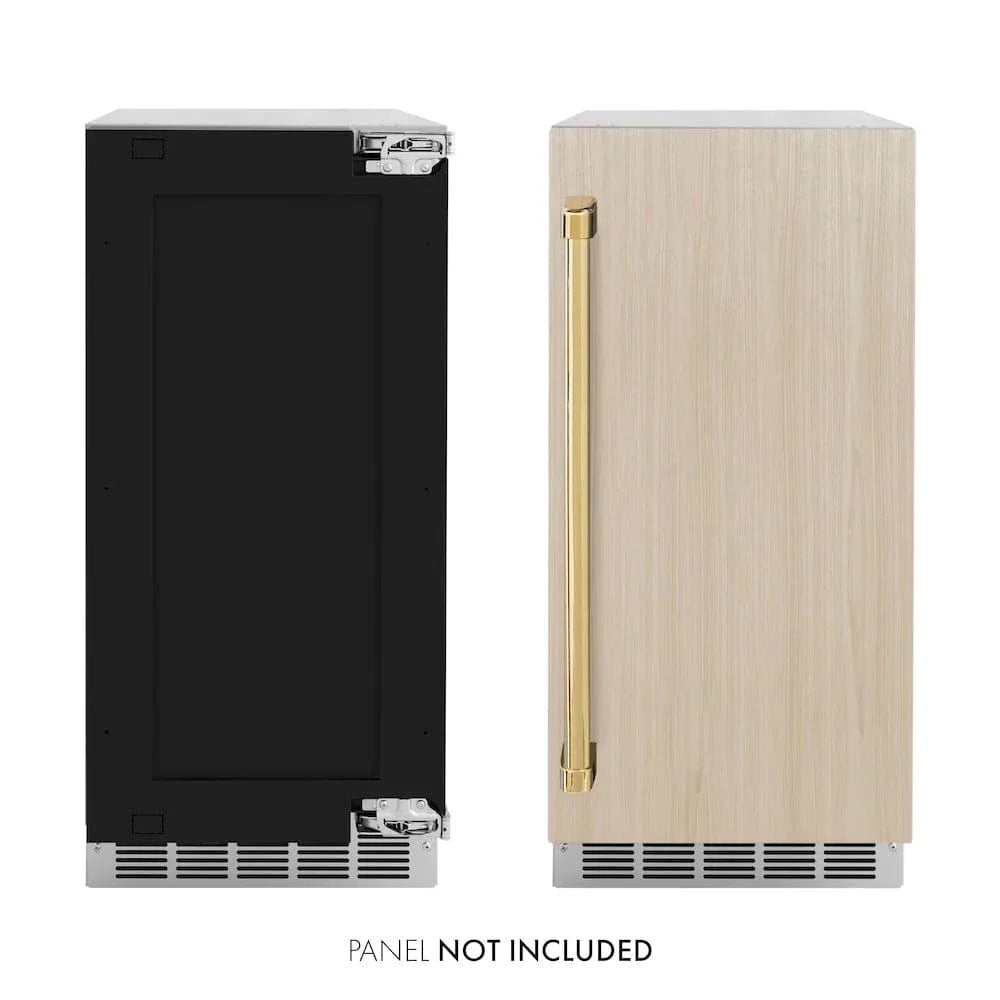 ZLINE 15" Touchstone Gourmet Ice Maker Drain Pump Panel Ready Door Polished Gold IGMDPZ-15-G