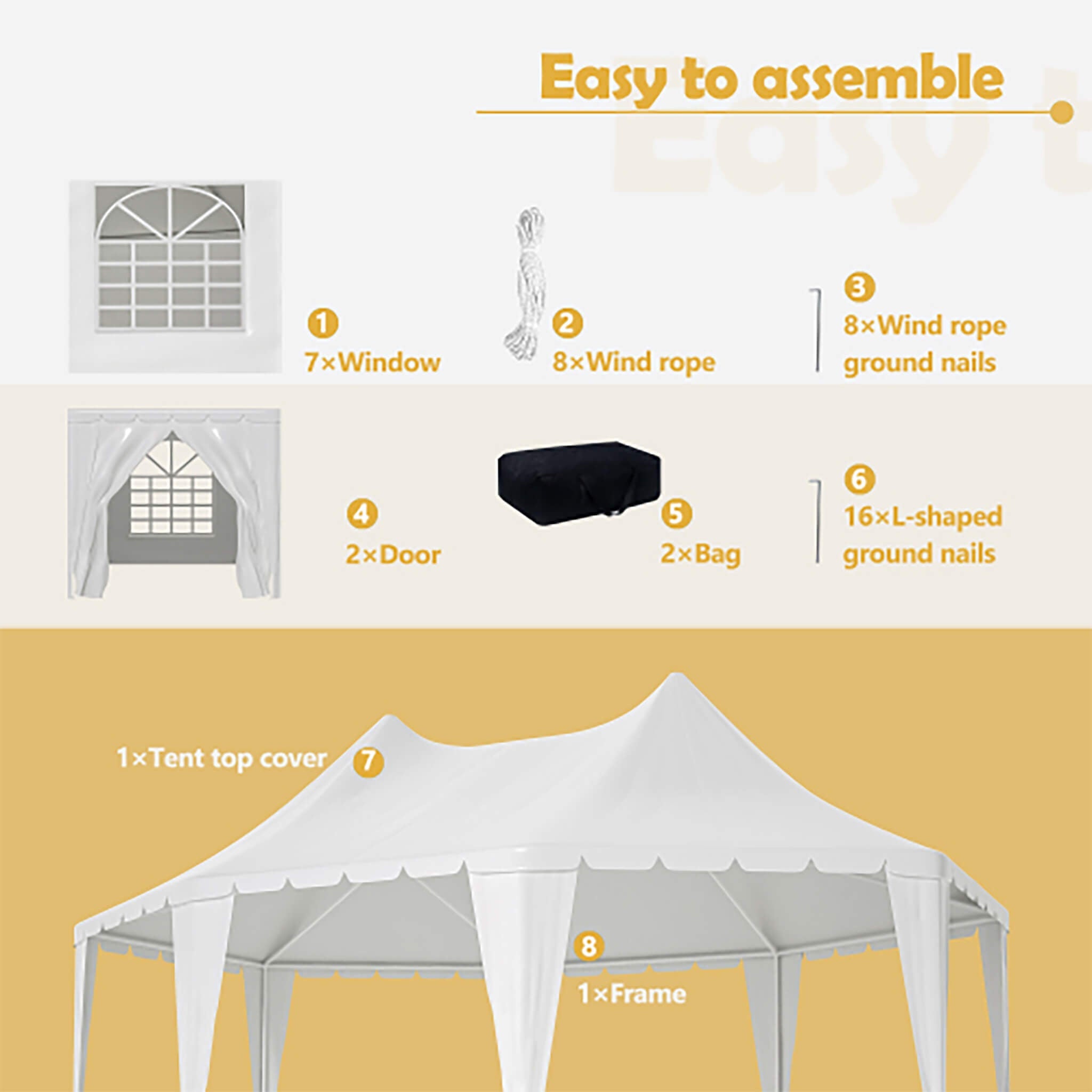[20X15FT] Alora Extra Large Heavy-Duty Outdoor Waterproof Party, Wedding Tent With Steel Frame (SAK07645)