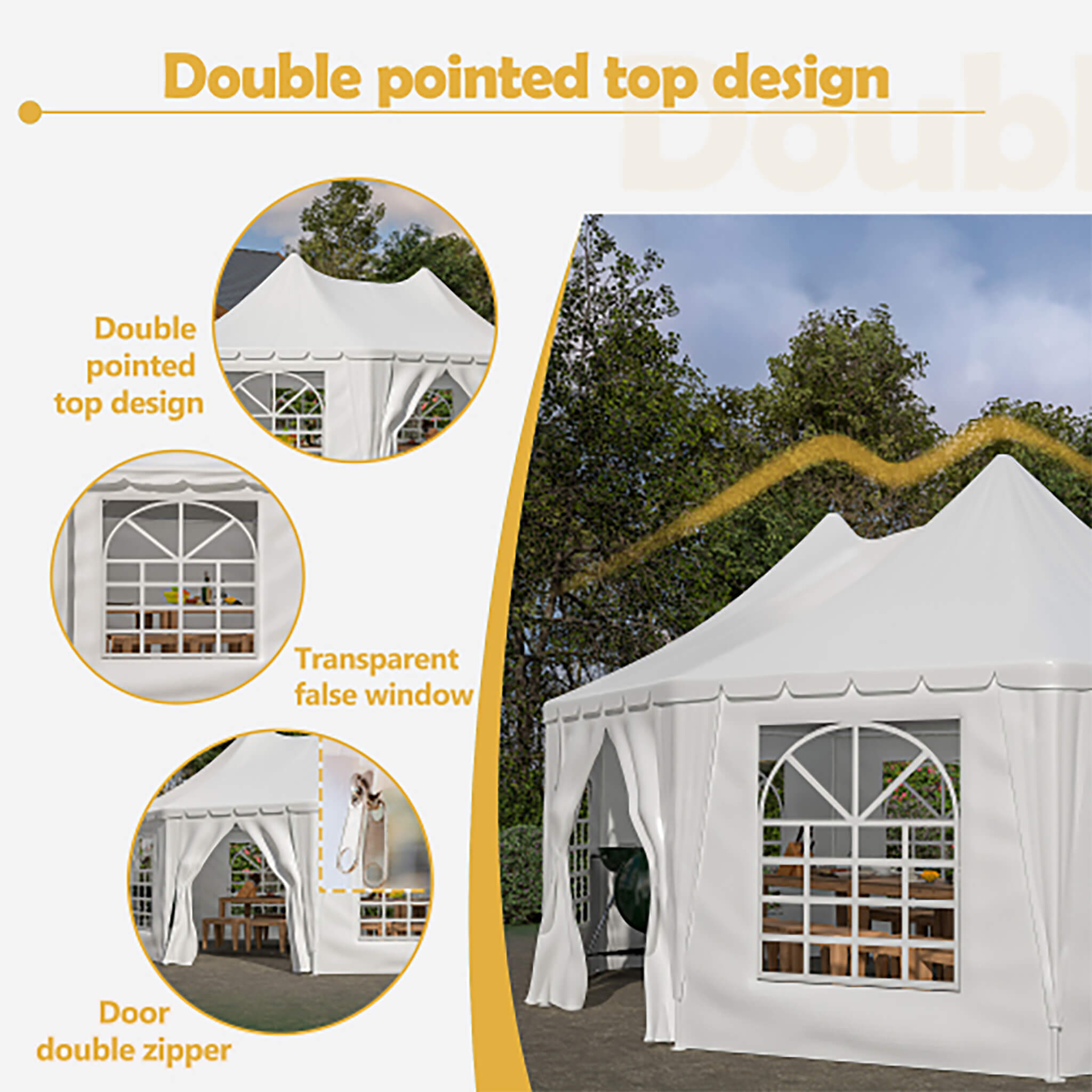 [20X15FT] Alora Extra Large Heavy-Duty Outdoor Waterproof Party, Wedding Tent With Steel Frame (SAK07645)
