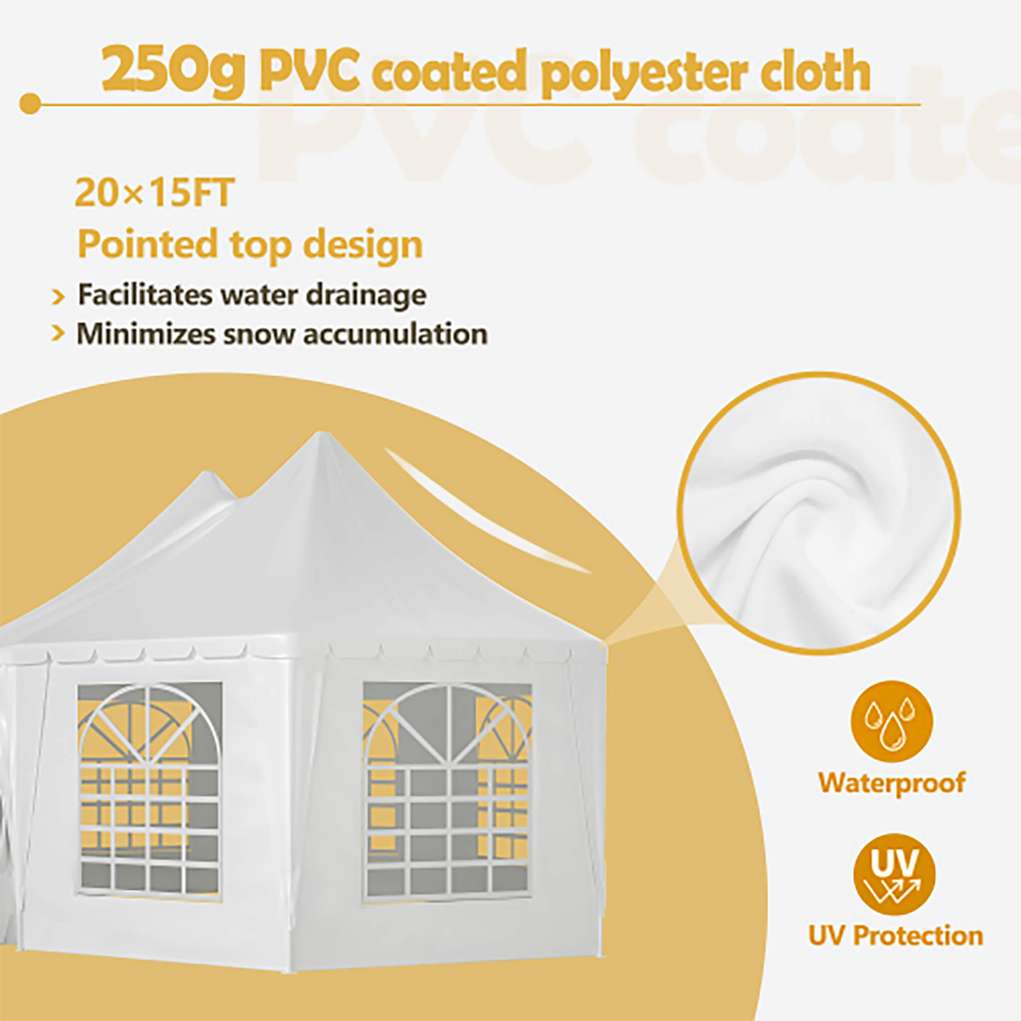 [20X15FT] Alora Extra Large Heavy-Duty Outdoor Waterproof Party, Wedding Tent With Steel Frame (SAK07645)