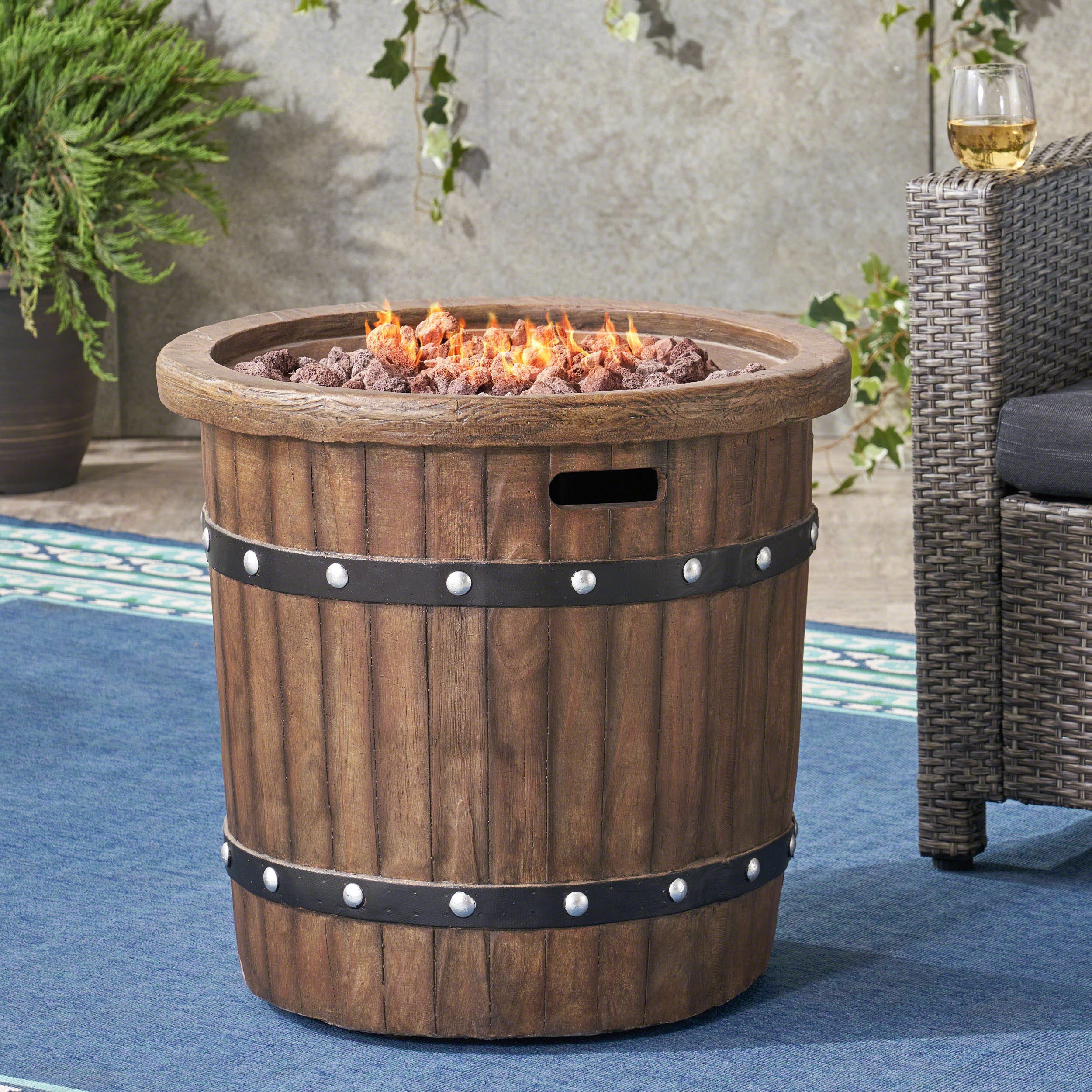 Alora 25-Inch Round 40K BTU Liquid Propance Concrete Fire Pit (SAK88764)