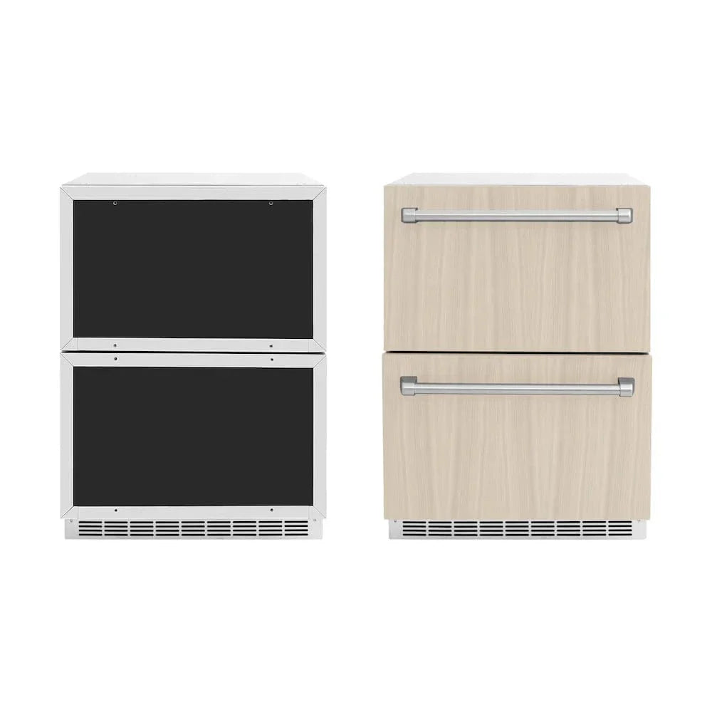 ZLINE 24" Touchstone 168 Can Outdoor-Rated Dual Refrigerator Drawer, Panel Ready, RDSPO-24