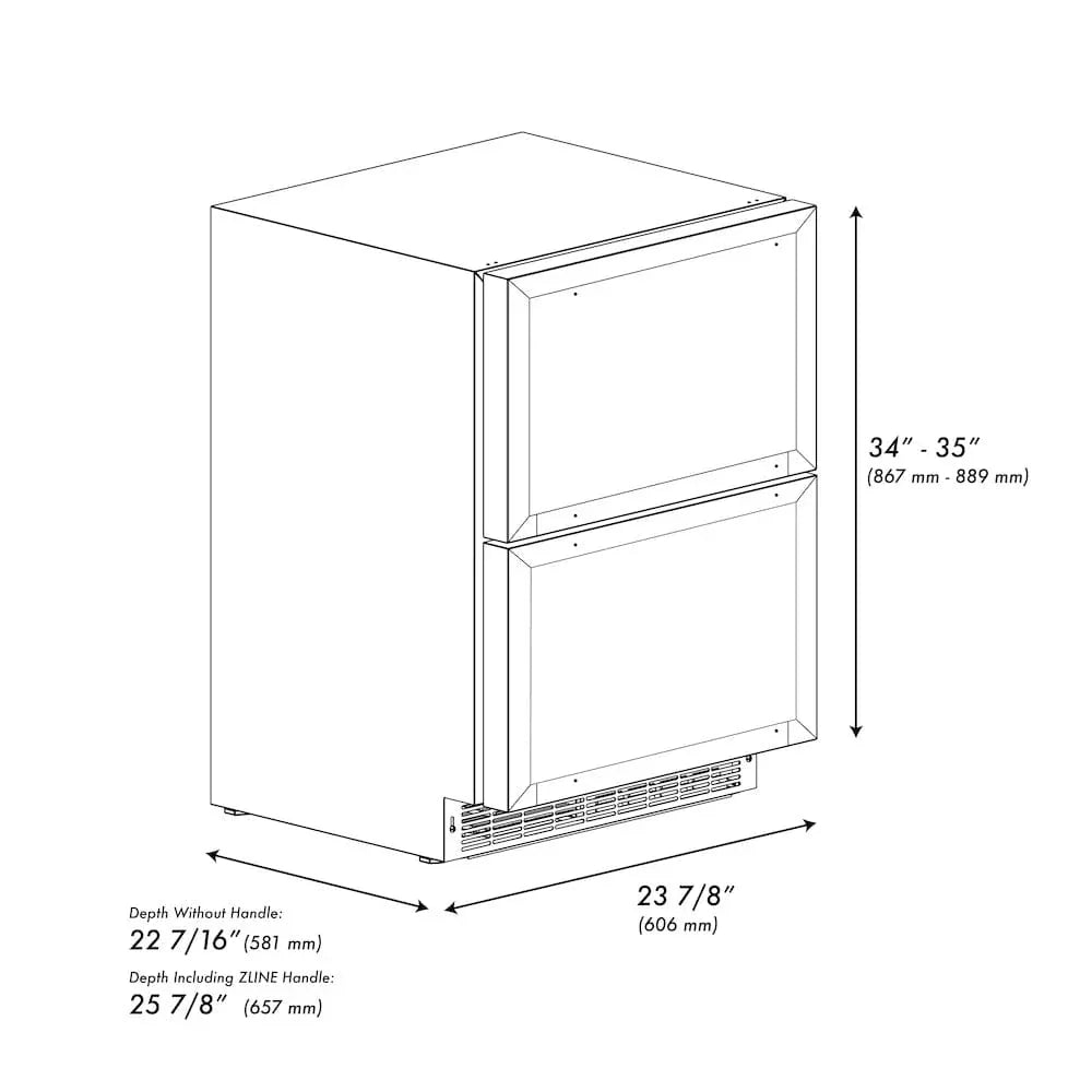 ZLINE 24" Touchstone 168 Can Outdoor-Rated Dual Refrigerator Drawer, Panel Ready, RDSPO-24