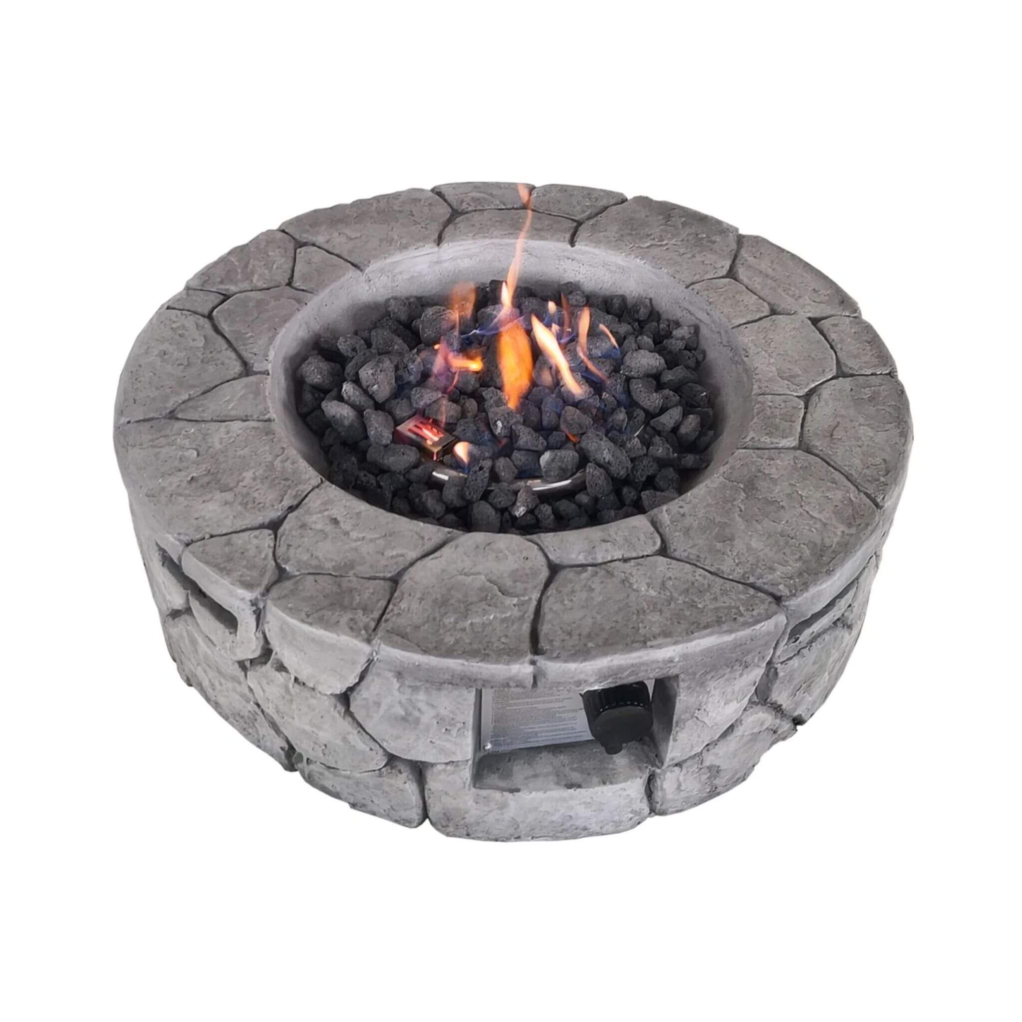 Alora 28-Inch Stone Gray Outdoor Fiber Reinforced Concrete Propane Fire Pit (SAK16725)