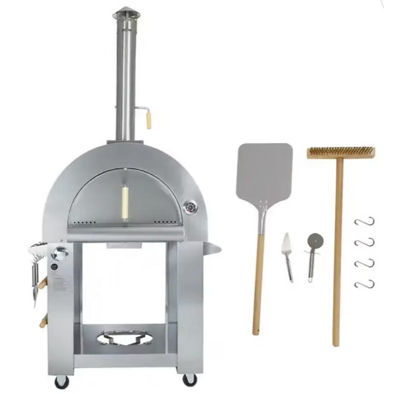 Kokomo 32 Inch Dual Fuel Gas or Wood Fired Stainless Steel Pizza Oven