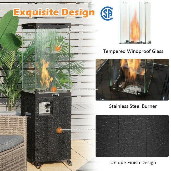 41K BTU Outdoor Propane Gas Patio Heater W/ Lockable Wheels (SAK98052)