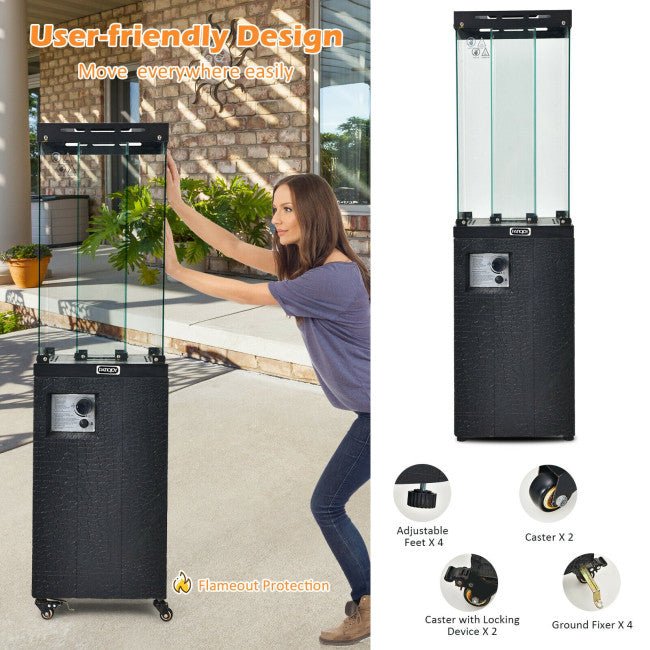 41K BTU Outdoor Propane Gas Patio Heater W/ Lockable Wheels (SAK98052)