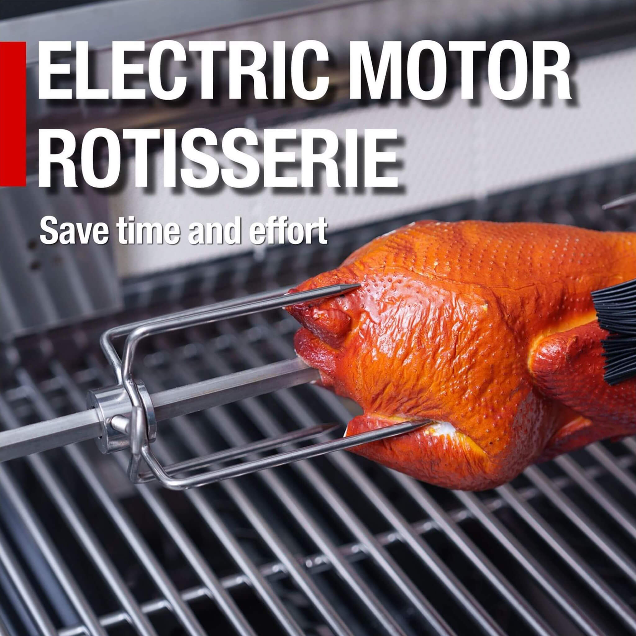 Castelle Flame 44-Inch 6-Burner 85K BTU Stainless Steel Outdoor BBQ Kitchen Island Grill With Wine Cooler, Rotisserie Kit, And Storage Cabinets (SAK97105)