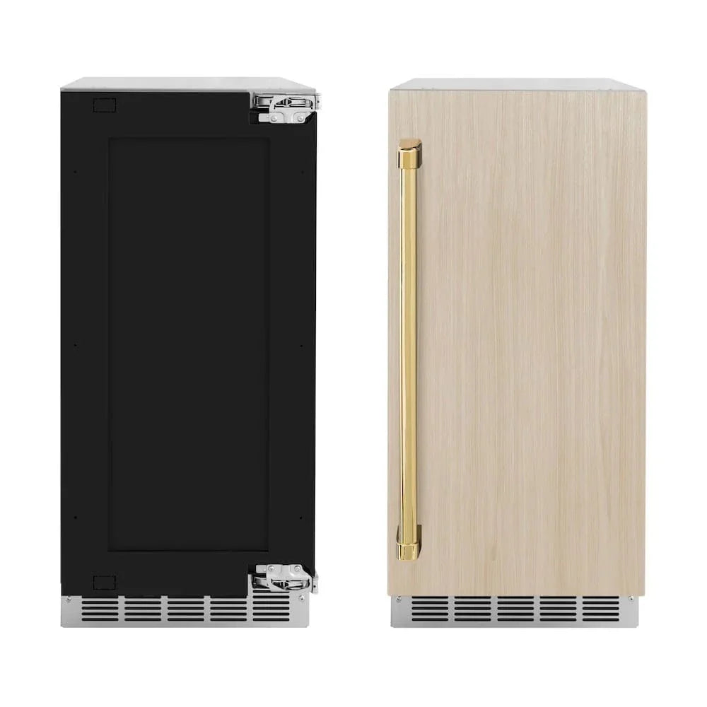 ZLINE 15" Touchstone Gourmet Ice Maker Drain Pump Panel Ready Door Polished Gold IGMDPZ-15-G
