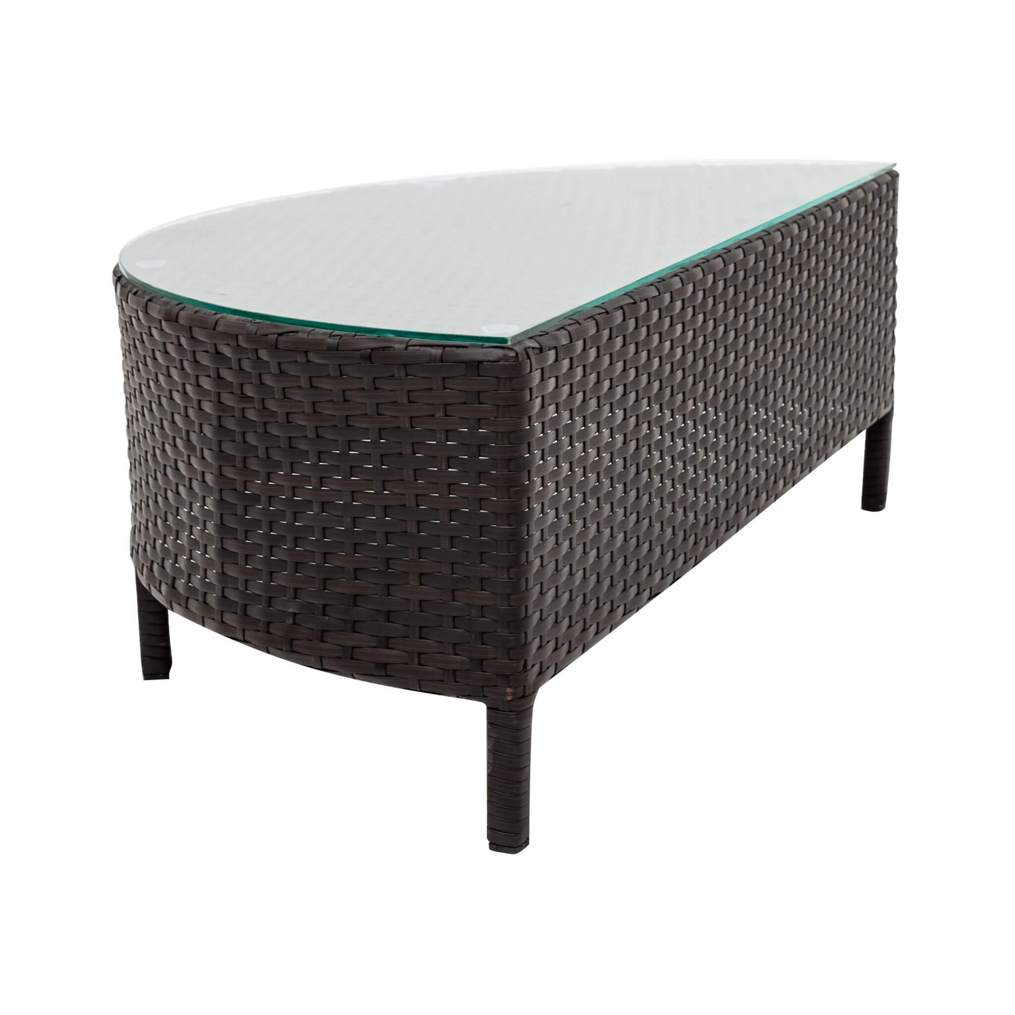 Alora Premium 5-Piece All-Weather Half-Moon Outdoor Rattan Wicker Patio Sectional Sofa Furniture Set With Tempered Glass Table (SAK32615)