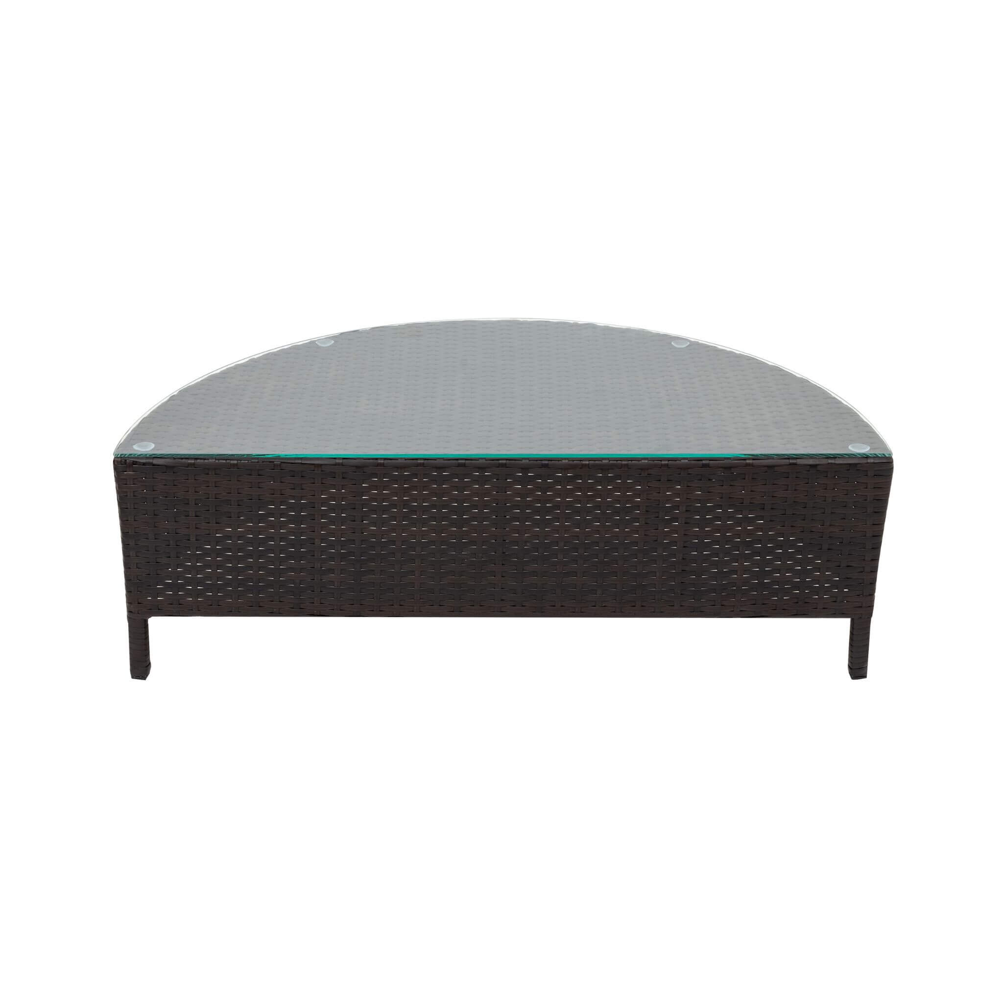 Alora Premium 5-Piece All-Weather Half-Moon Outdoor Rattan Wicker Patio Sectional Sofa Furniture Set With Tempered Glass Table (SAK32615)