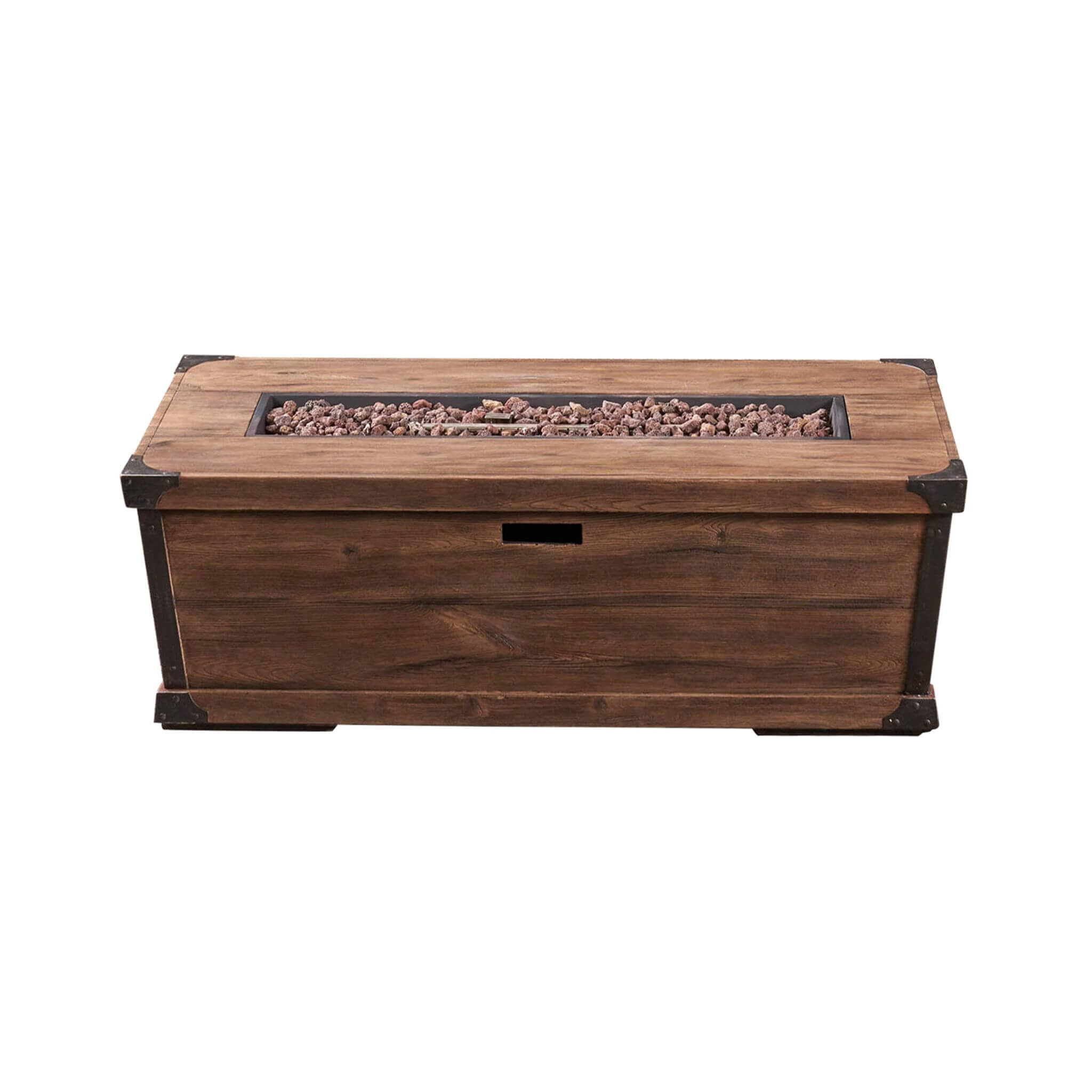 Alora 56-Inch Outdoor 50K BTU Wood Pattern Rectangle Gas Burning Fire Pit (SAK43681)