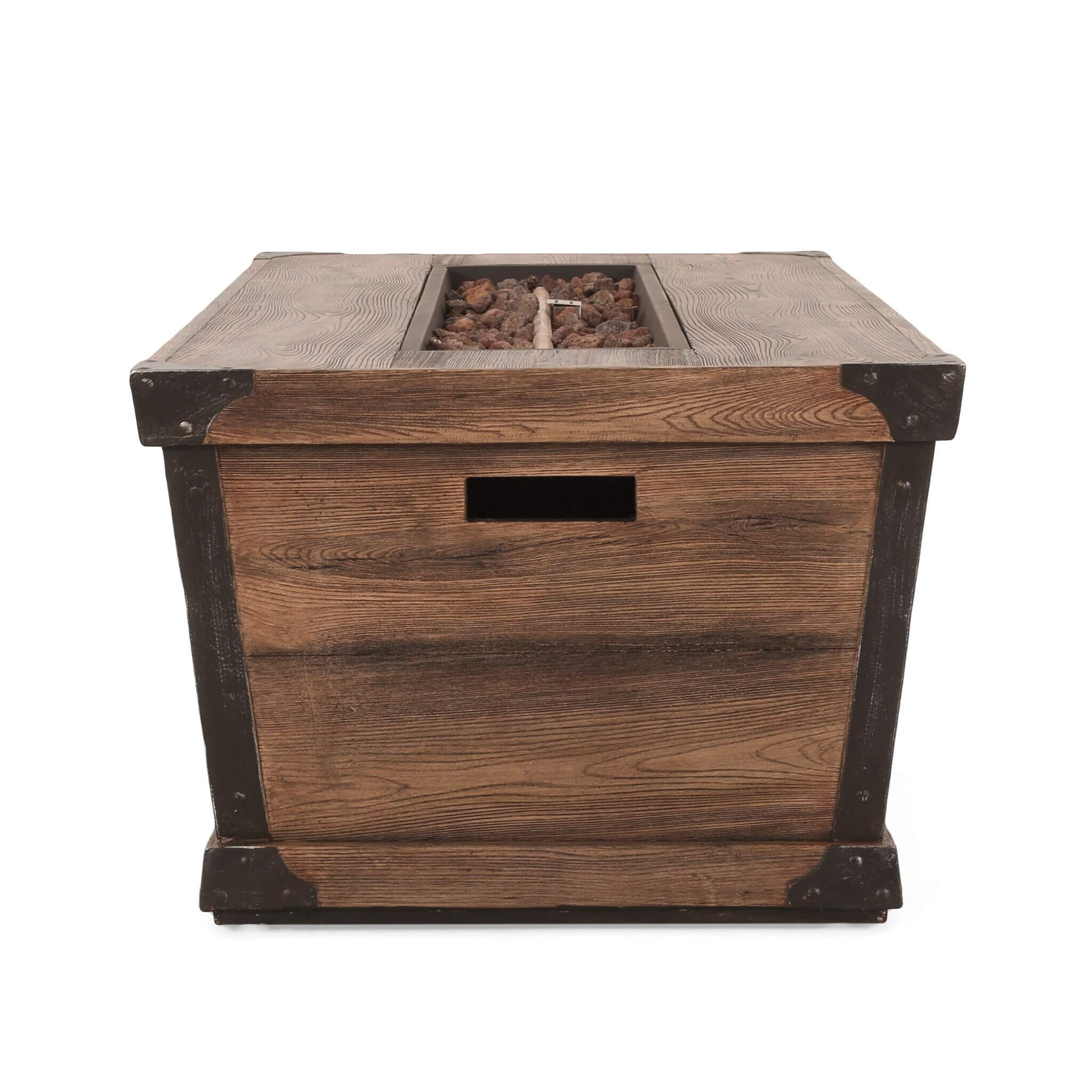 Alora 56-Inch Outdoor 50K BTU Wood Pattern Rectangle Gas Burning Fire Pit (SAK43681)