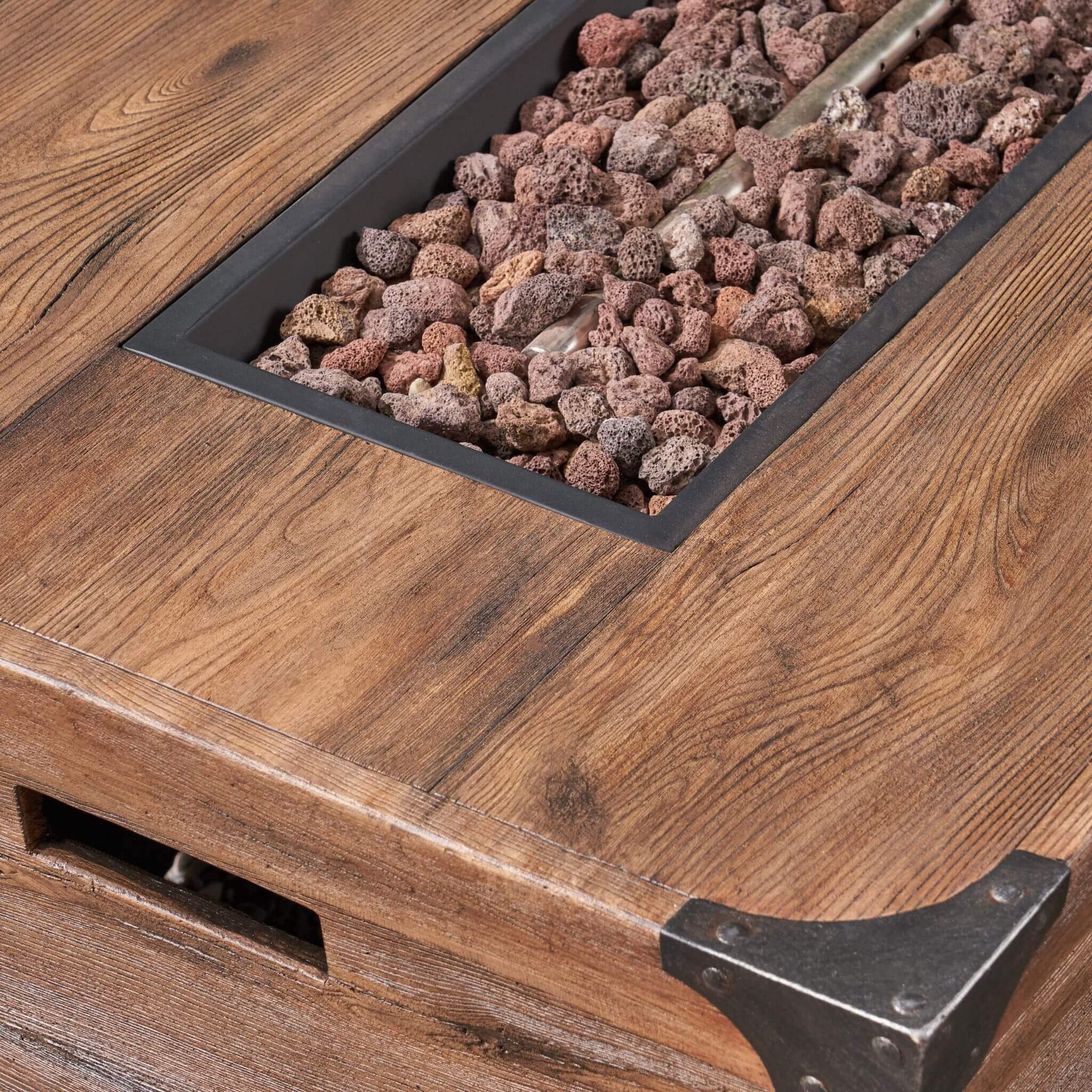 Alora 56-Inch Outdoor 50K BTU Wood Pattern Rectangle Gas Burning Fire Pit (SAK43681)