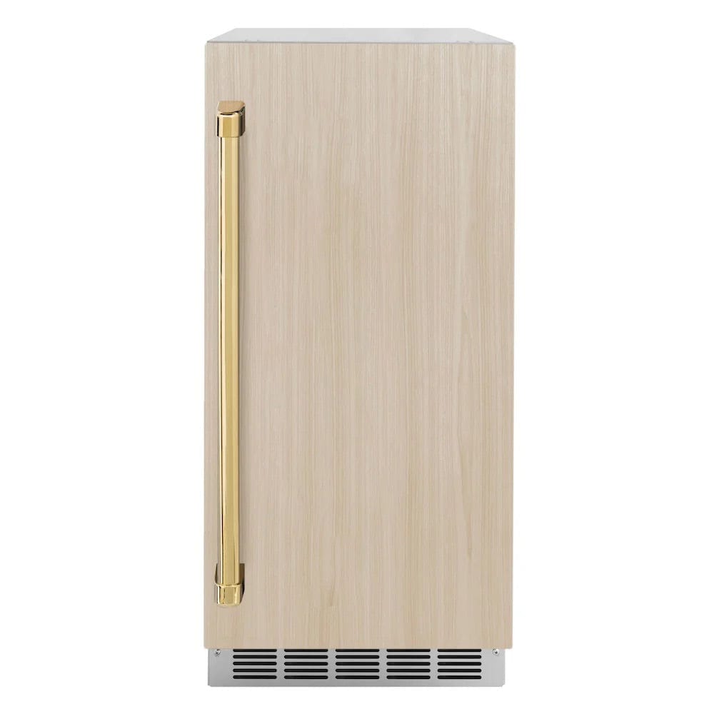ZLINE 15" Touchstone Clear Cube Ice Maker Drain Pump Panel Ready Door Polished Gold Door ICCDPZ-15-G