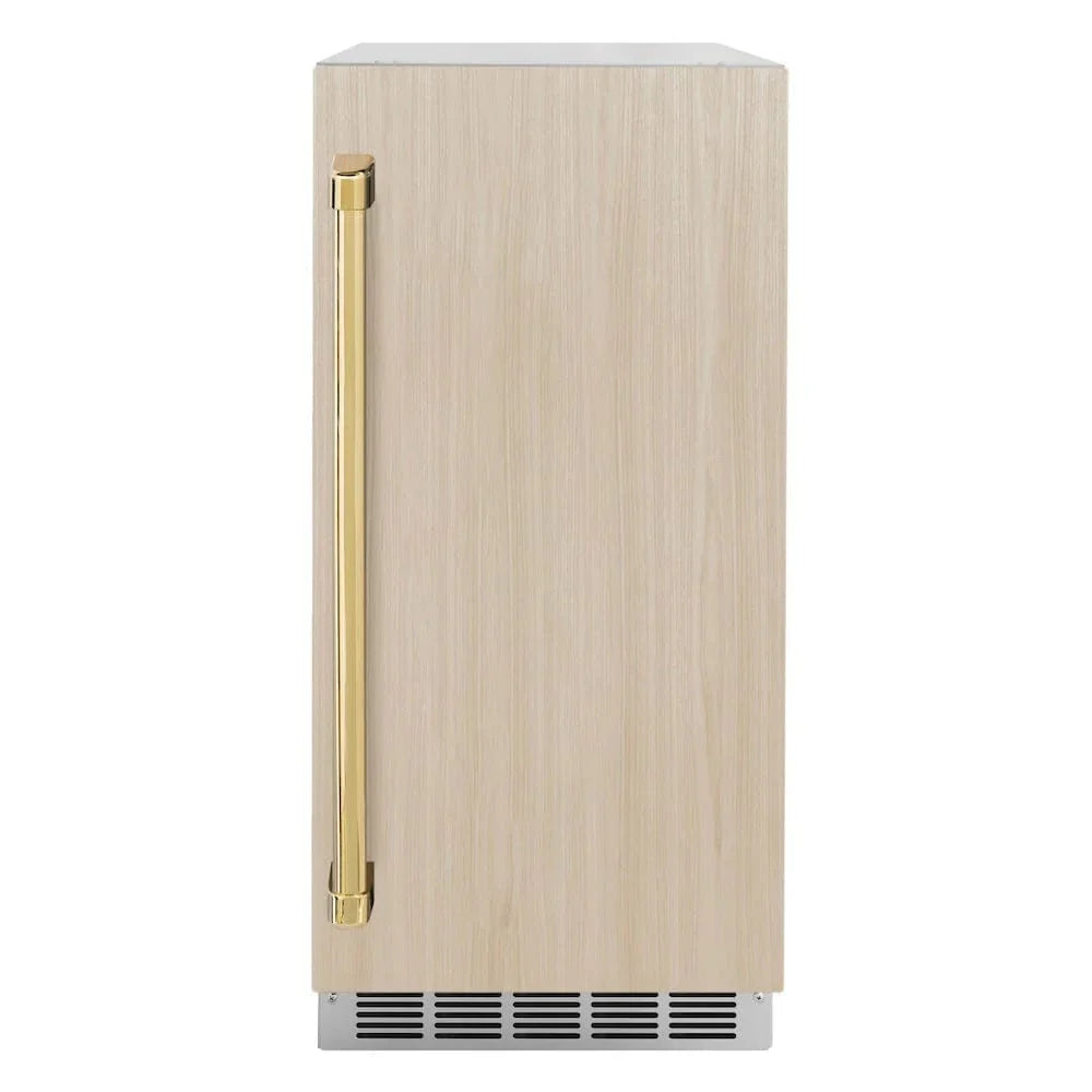 ZLINE 15" Touchstone Gourmet Ice Maker Drain Pump Panel Ready Door Polished Gold IGMDPZ-15-G