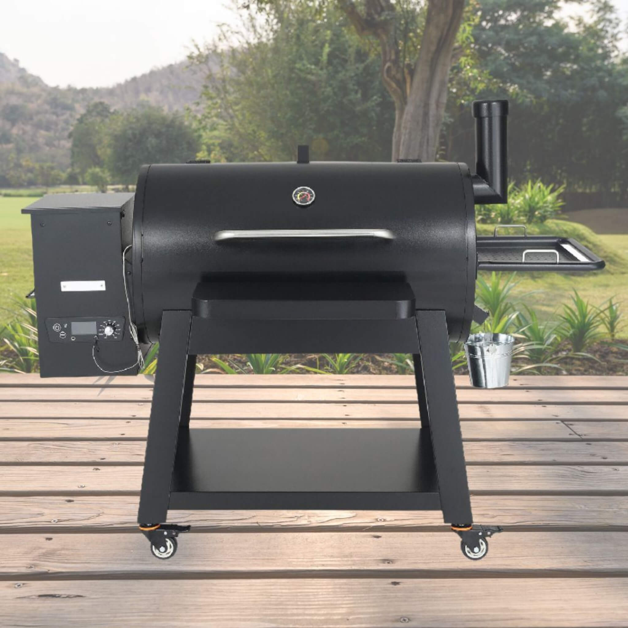 62" Heavy-Duty Portable Wood Pellet BBQ Grill With Cart (SAK91308)