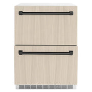 ZLINE 24" Touchstone 168 Can Outdoor-Rated Dual Refrigerator Drawer, Panel Matte Black, RDSPOZ-24-MB