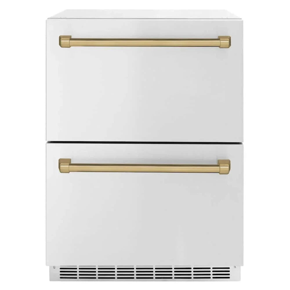 ZLINE 24" Touchstone 168 Can Outdoor-Rated Dual Refrigerator Drawer, Champagne Bronze, RDSOZ-ST-24-CB