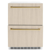 ZLINE 24" Touchstone 168 Can Outdoor-Rated Dual Refrigerator Drawer, Panel Ready Gold, RDSPOZ-24-G