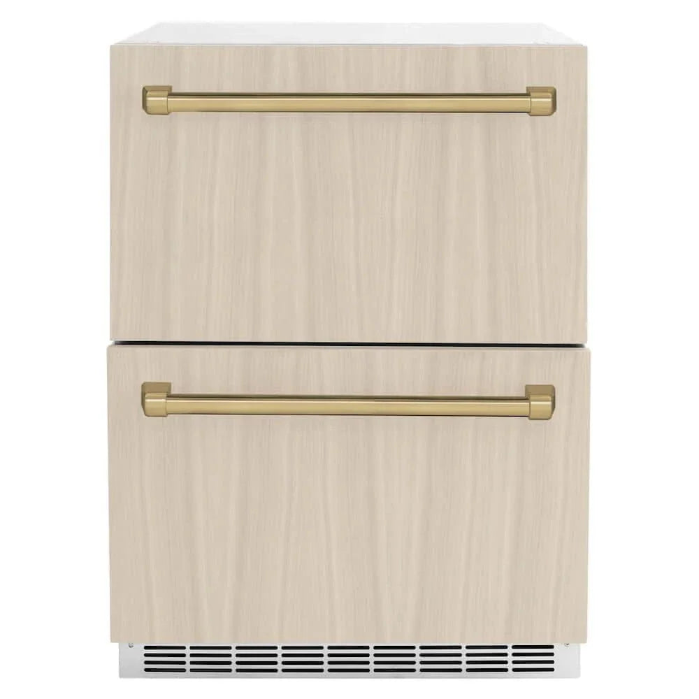 ZLINE 24" Touchstone 168 Can Outdoor-Rated Dual Refrigerator Drawer, Panel Ready Champagne Bronze, RDSPOZ-24-CB