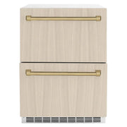 ZLINE 24" Touchstone 168 Can Outdoor-Rated Dual Refrigerator Drawer, Panel Ready Champagne Bronze, RDSPOZ-24-CB