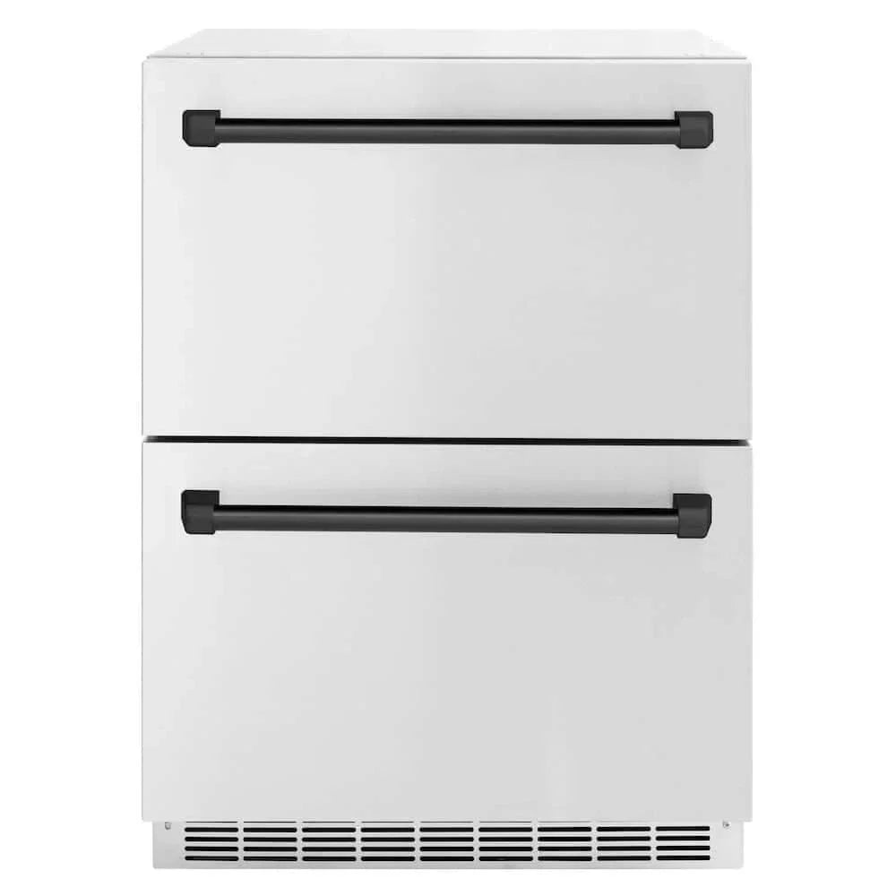 ZLINE 24" Touchstone 168 Can Outdoor-Rated Dual Refrigerator Drawer, Matte Black, RDSOZ-ST-24-MB
