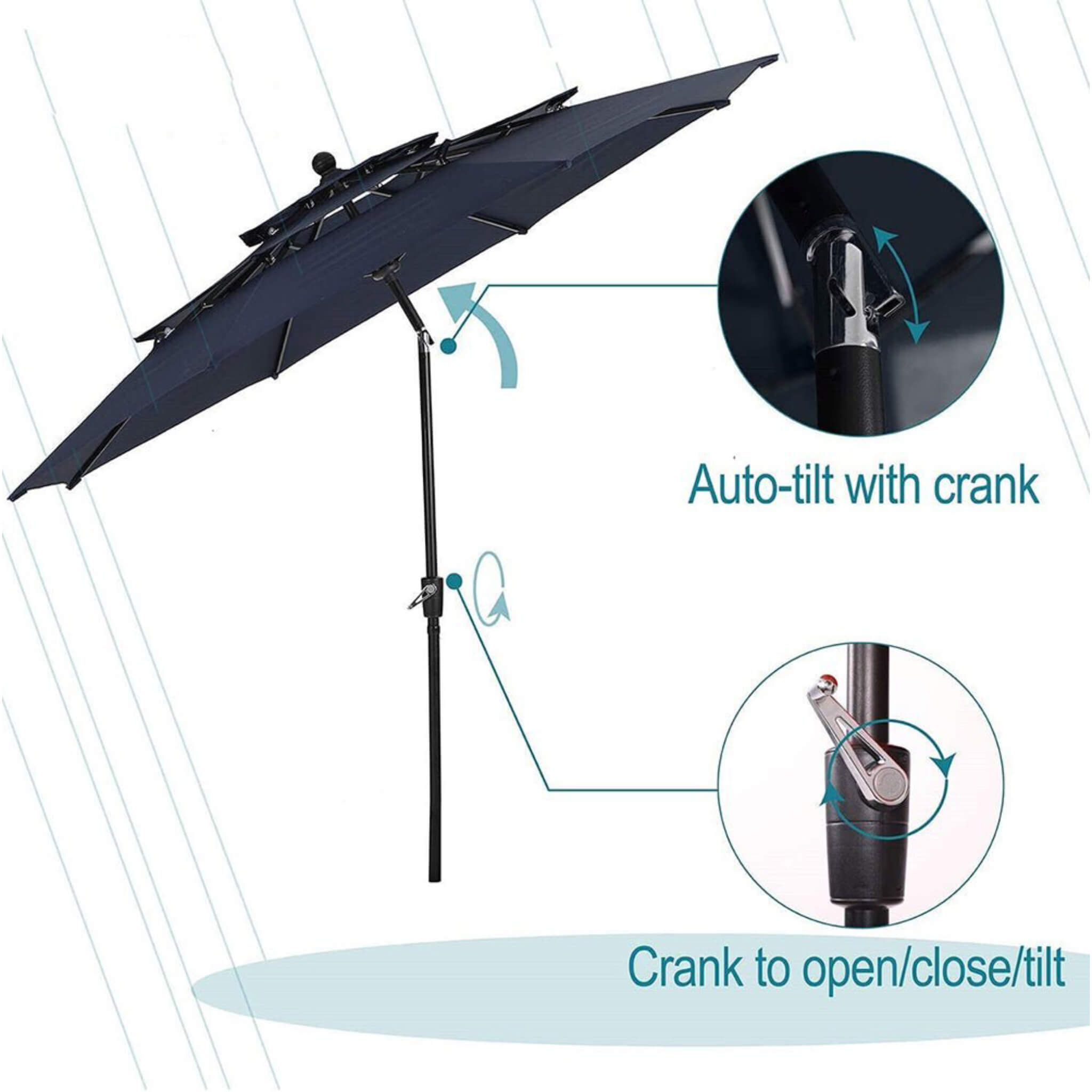Alora 6-Piece Outdoor Patio Bar Set Dining Table With Umbrella & Swivel Bar Stools (SAK53218)