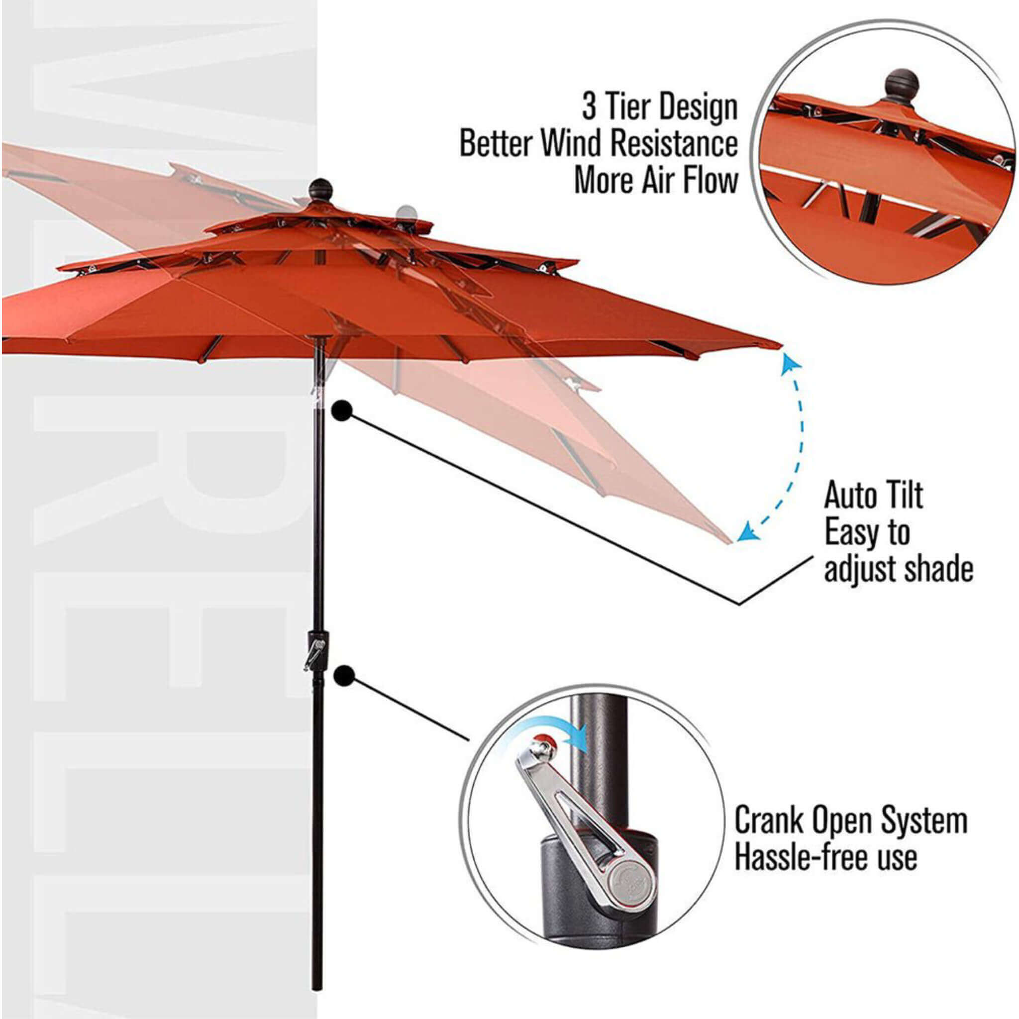 Alora 6-Piece Outdoor Patio Bar Set Dining Table With Umbrella & Swivel Bar Stools (SAK53218)