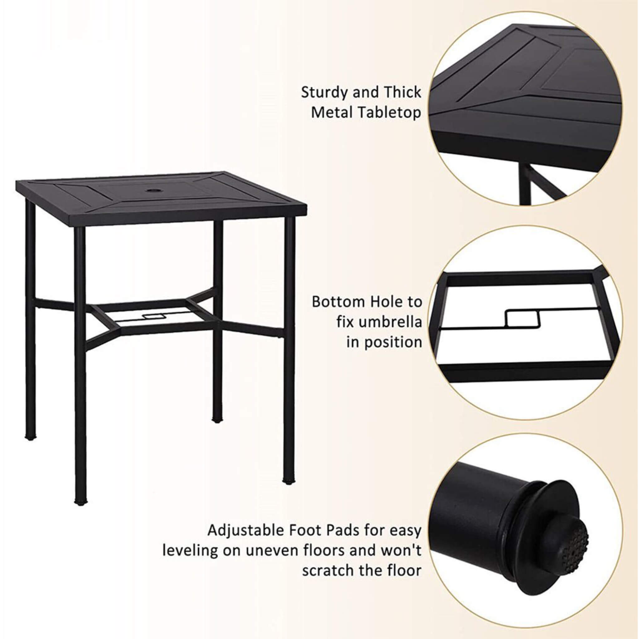 Alora 6-Piece Outdoor Patio Bar Set Dining Table With Umbrella & Swivel Bar Stools (SAK53218)