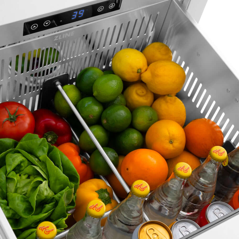 ZLINE 24" Touchstone 168 Can Outdoor-Rated Dual Refrigerator Drawer, Gold, RDSOZ-ST-24-G