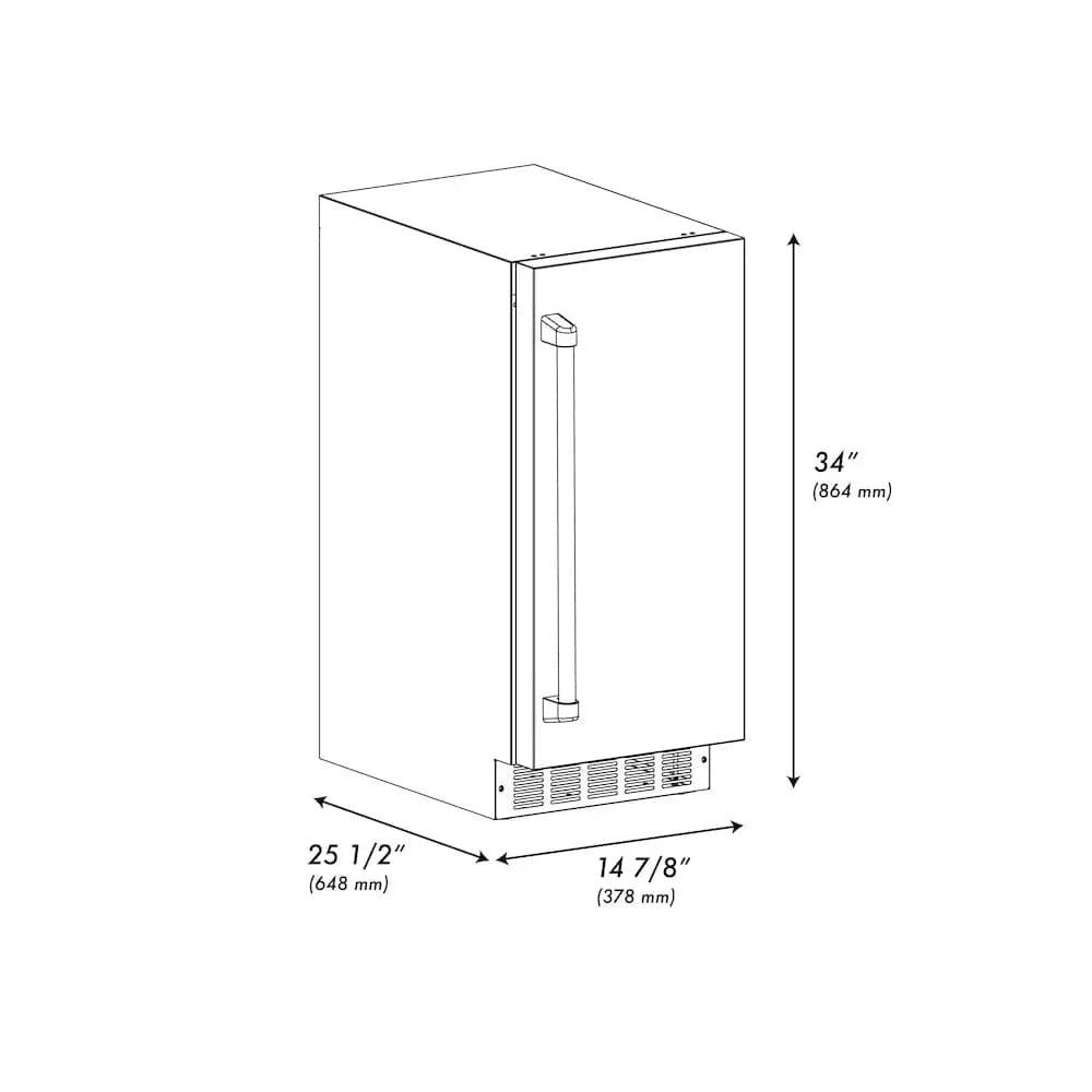 ZLINE 15" Touchstone Clear Cube Ice Maker Drain Pump Stainless Steel Matte Black ICCDZ-ST-15-MB