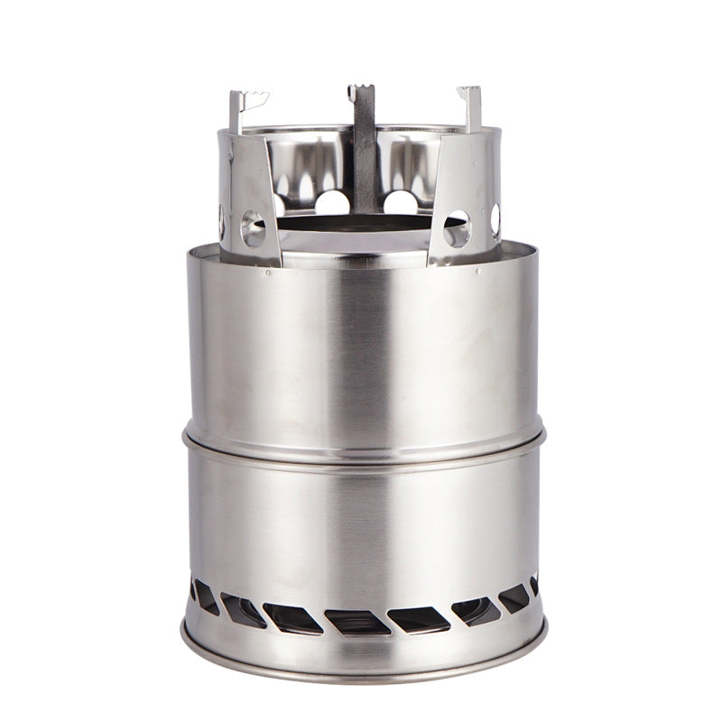 Outdoor Firewood Stove Stainless Steel Barbecue Grill Wood Charcoal Solid Alcohol Heater Warming Furnace