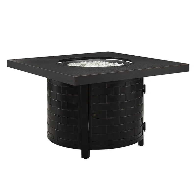 Henley 40" Round Aluminum Basketweave Convertible Gas Fire Pit Table