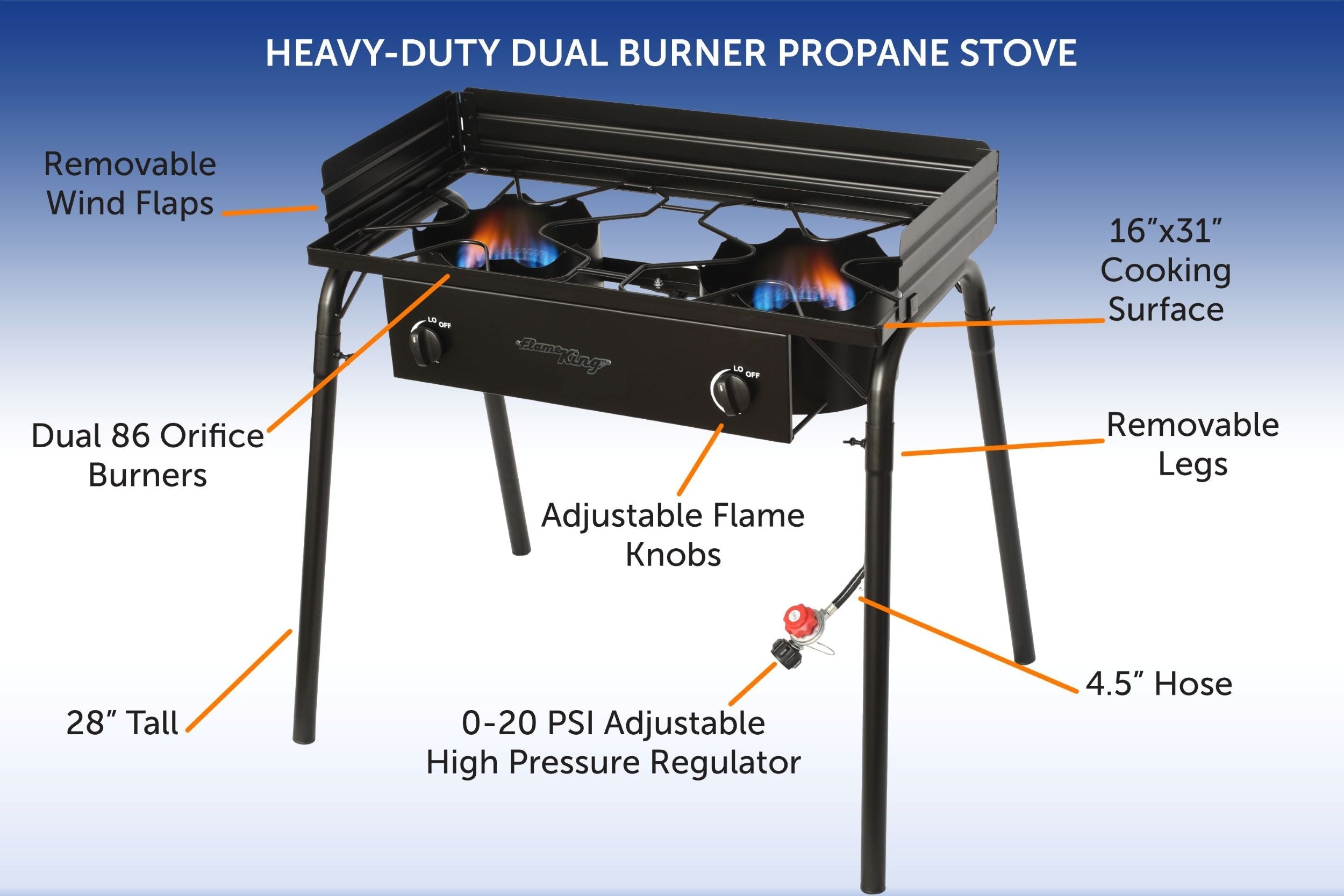 Flame King Outdoor Propane Double Dual Burner Cooker Stove